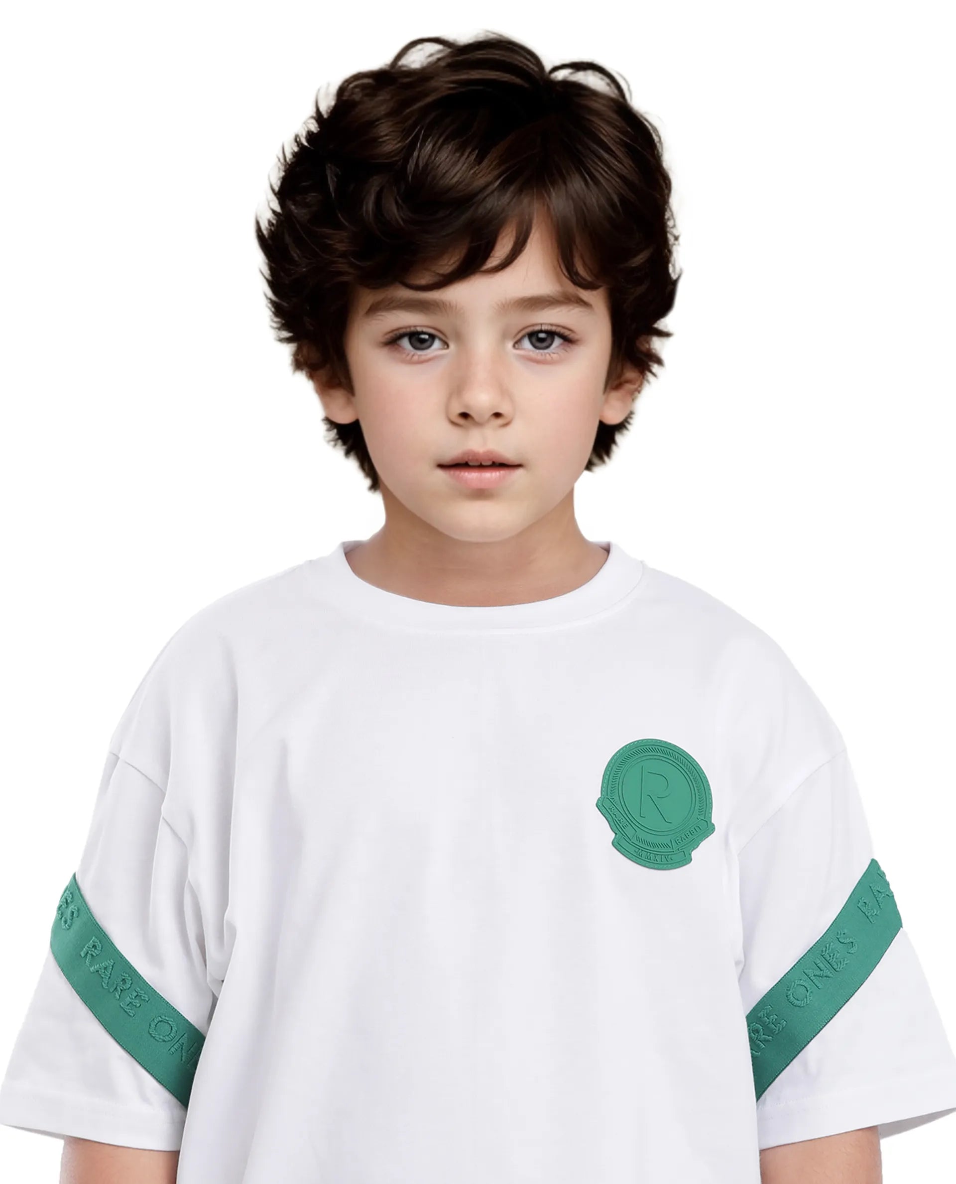 Rare Ones Kids Komp White Cotton Short Sleeve Crew Neck Pigment Print Boxy T-Shirt