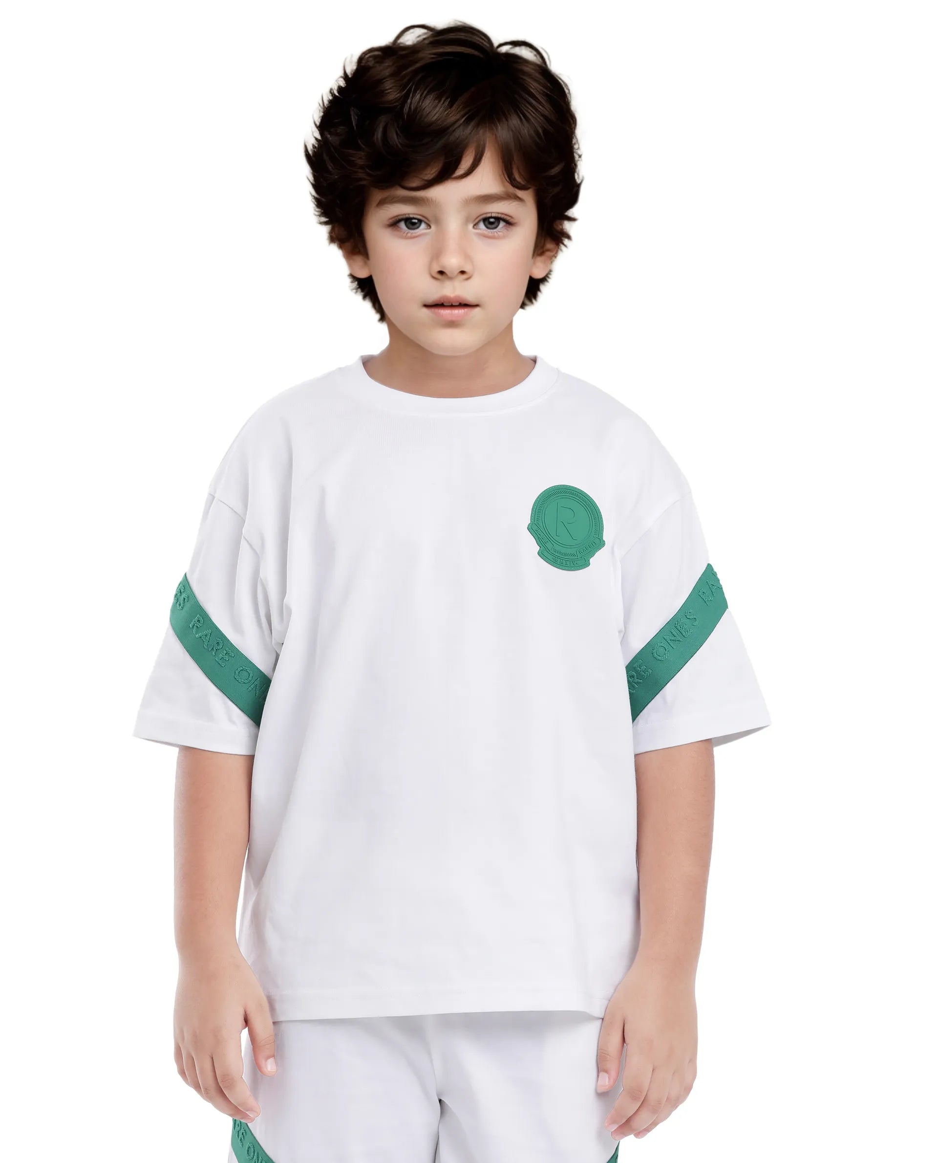 Rare Ones Kids Komp White Cotton Short Sleeve Crew Neck Pigment Print Boxy T-Shirt