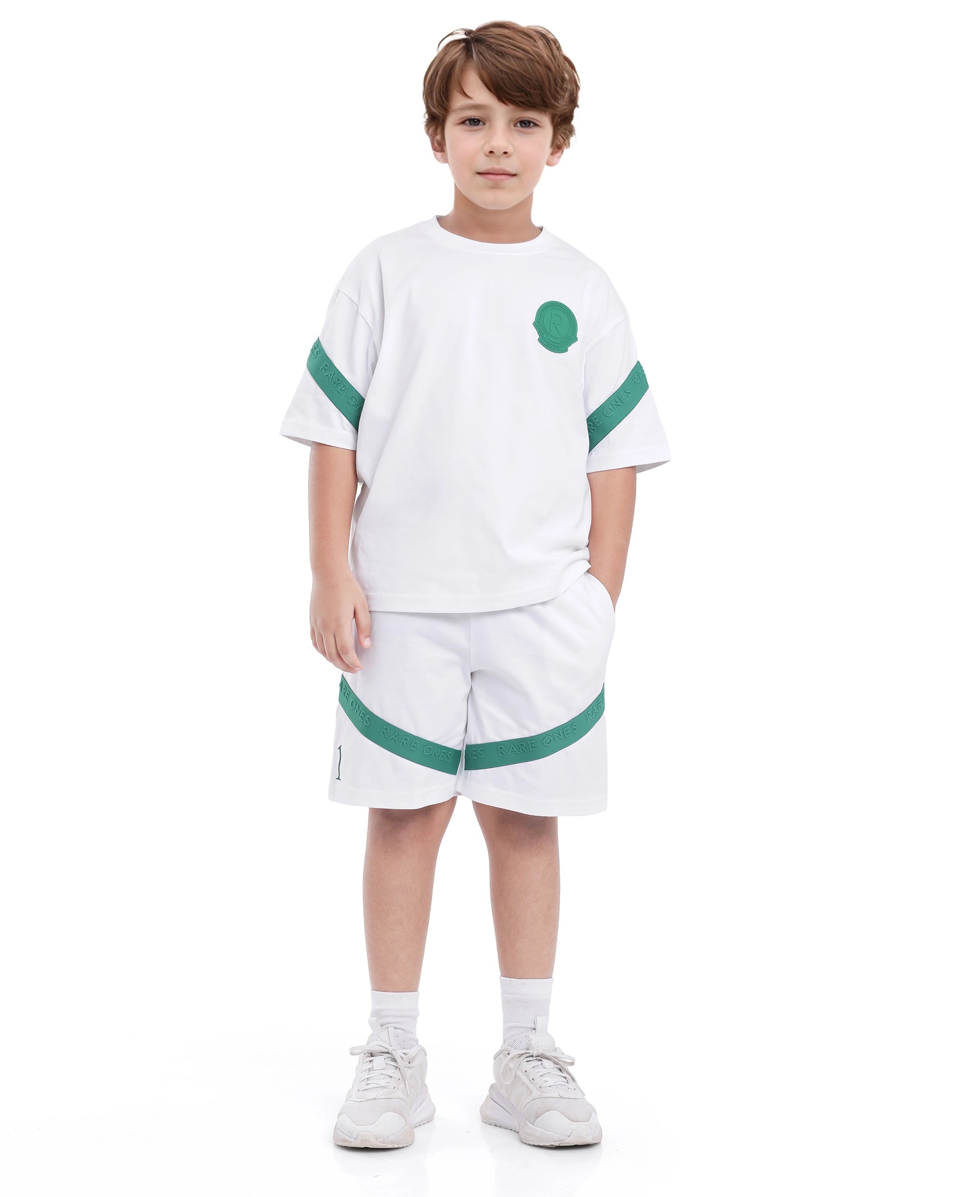 Rare Ones Kids Komp White Cotton Short Sleeve Crew Neck Pigment Print Boxy T-Shirt