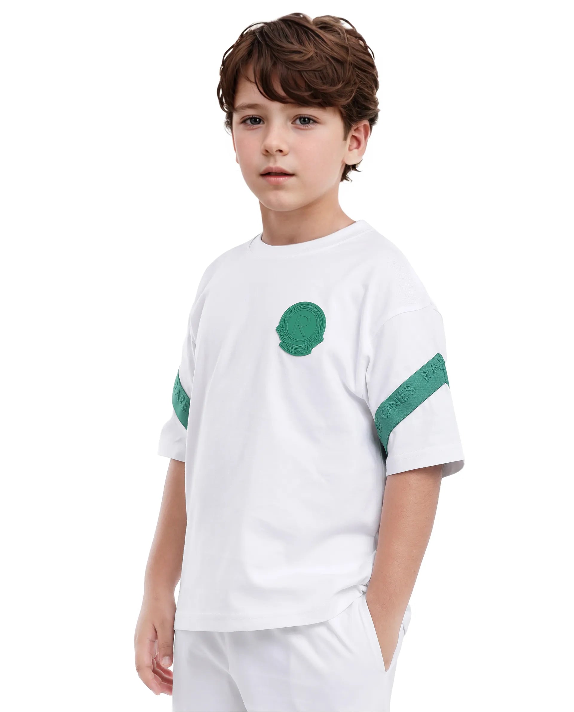 Rare Ones Kids Komp White Cotton Short Sleeve Crew Neck Pigment Print Boxy T-Shirt