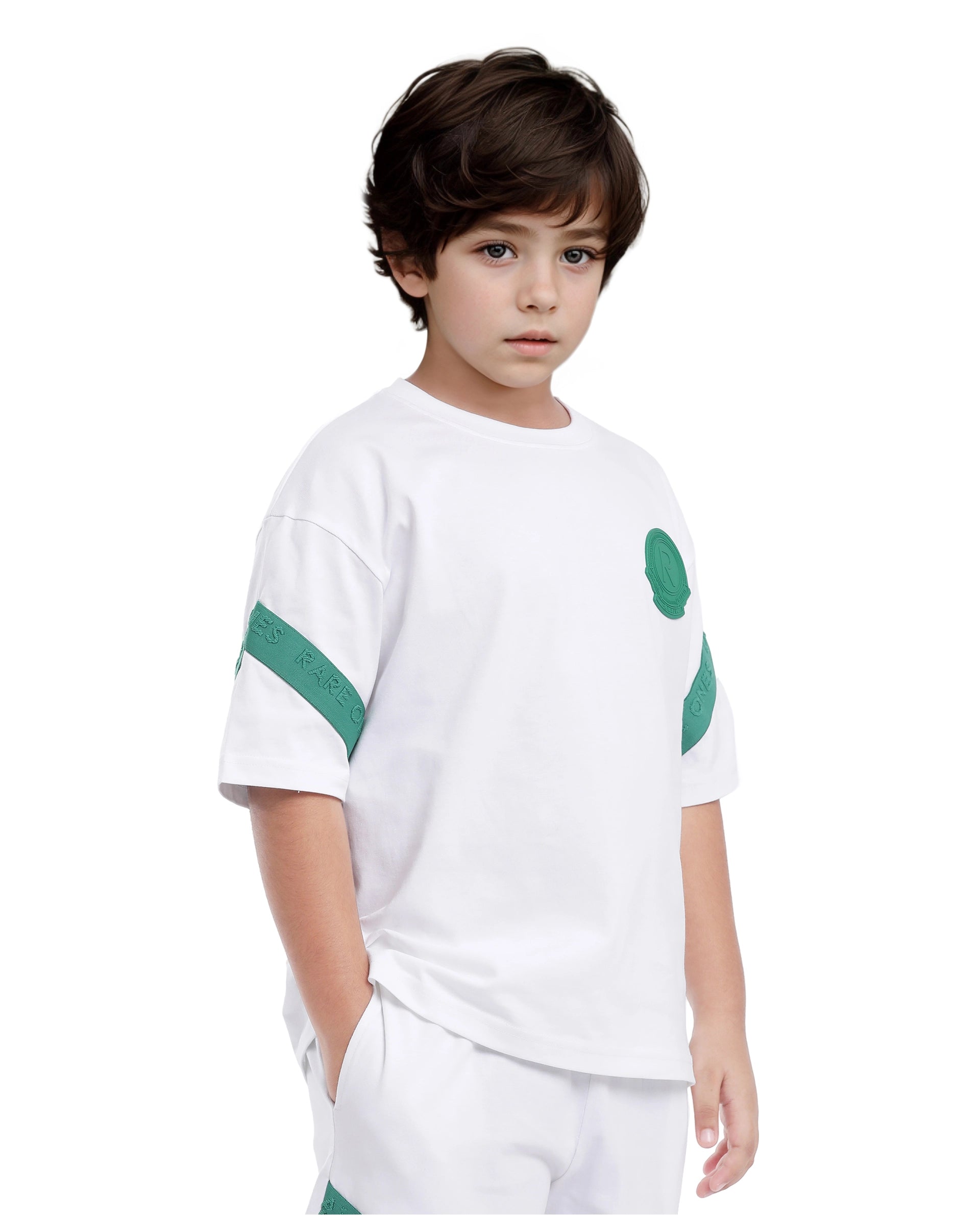 Rare Ones Kids Komp White Cotton Short Sleeve Crew Neck Pigment Print Boxy T-Shirt