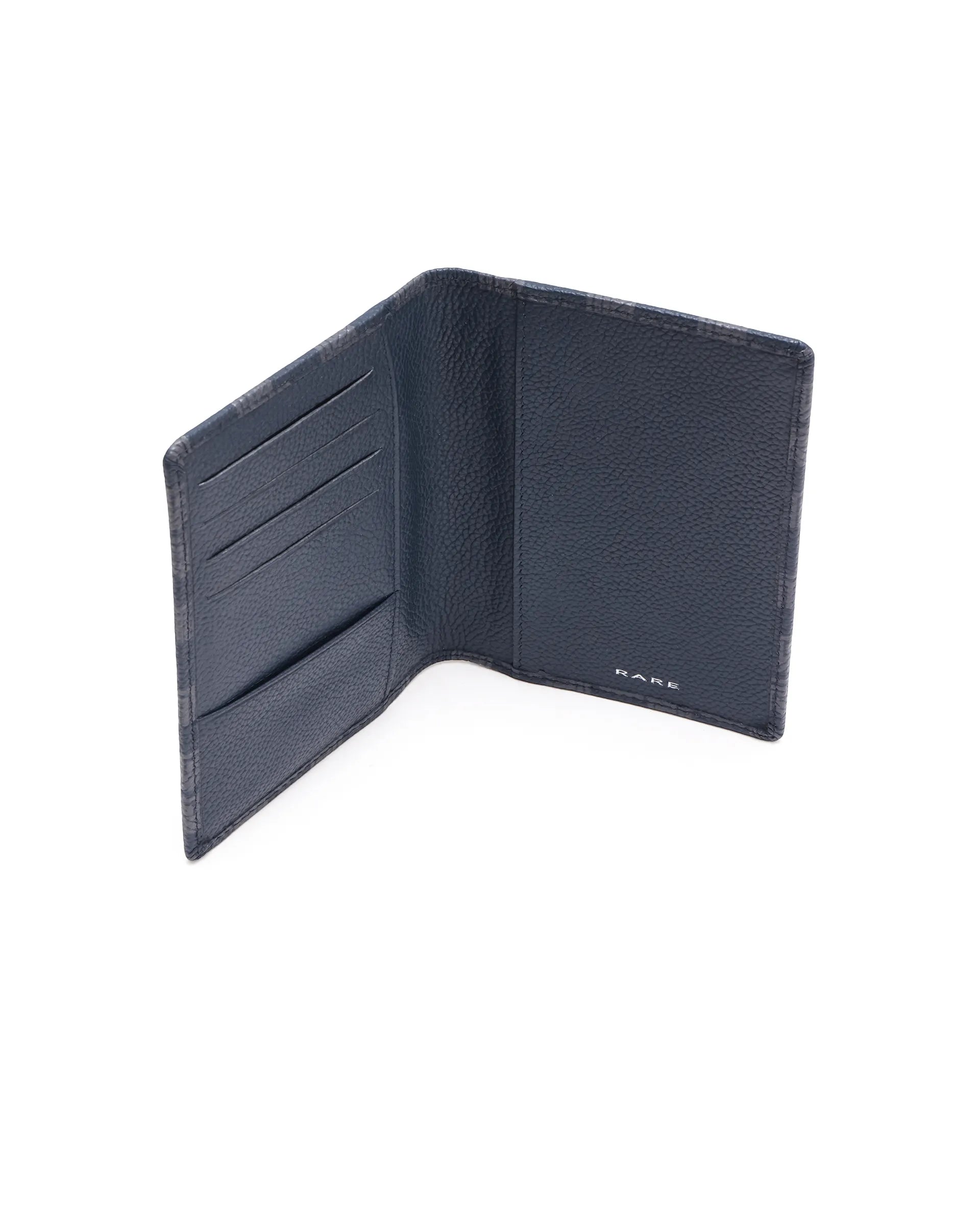 Rare Rabbit Men Konin Blue Leather Passport Holder