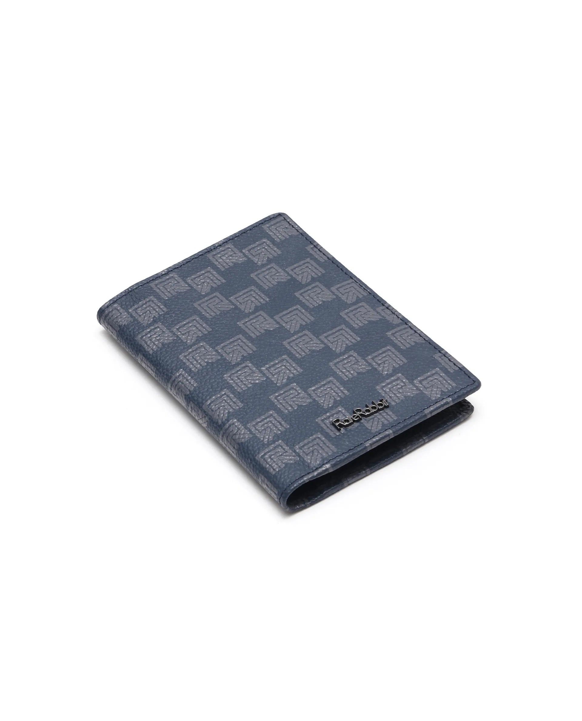 Rare Rabbit Men Konin Blue Leather Passport Holder