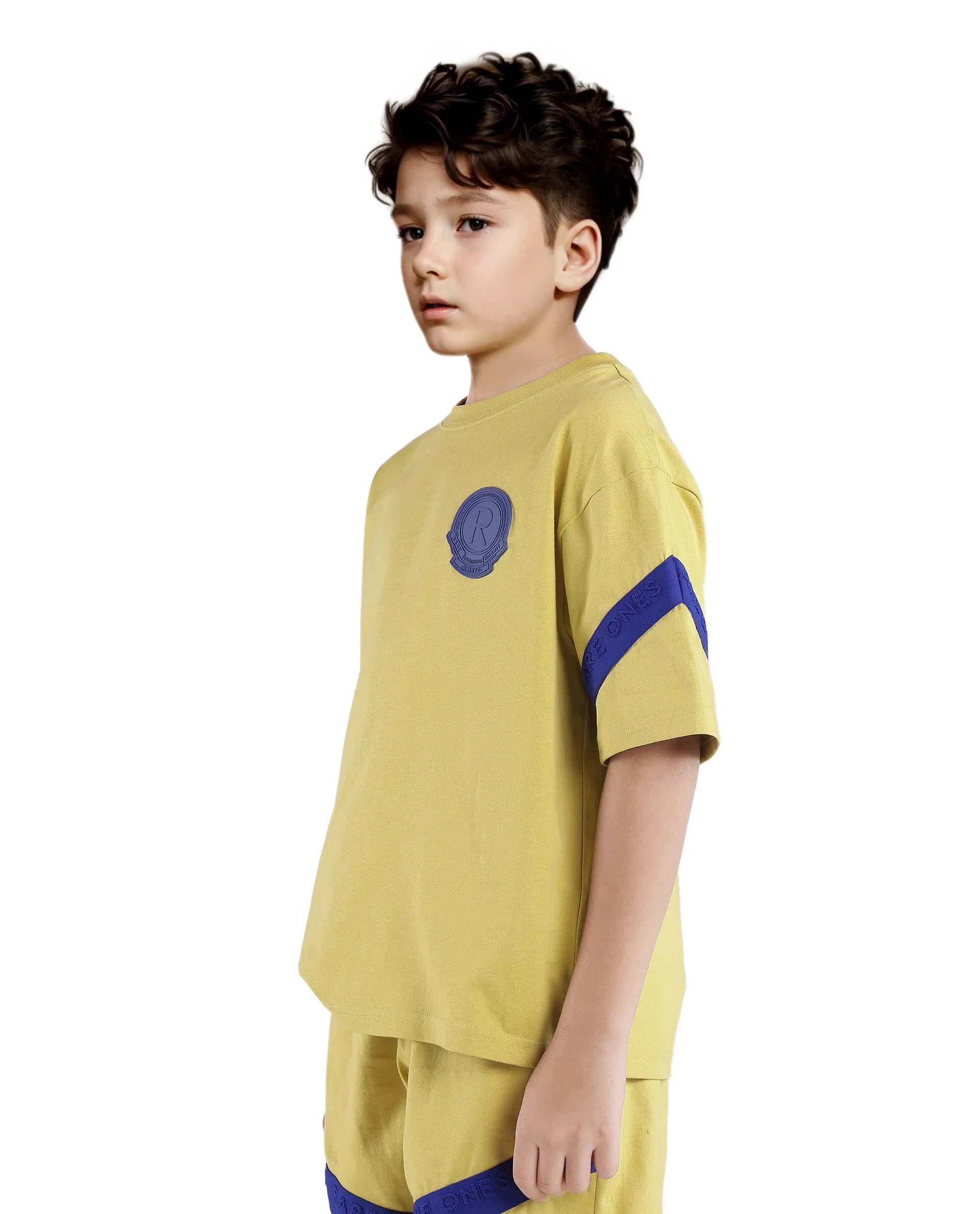 Rare Ones Kids Komp Flouroscent Green Cotton Short Sleeve Crew Neck Pigment Print Boxy T-Shirt