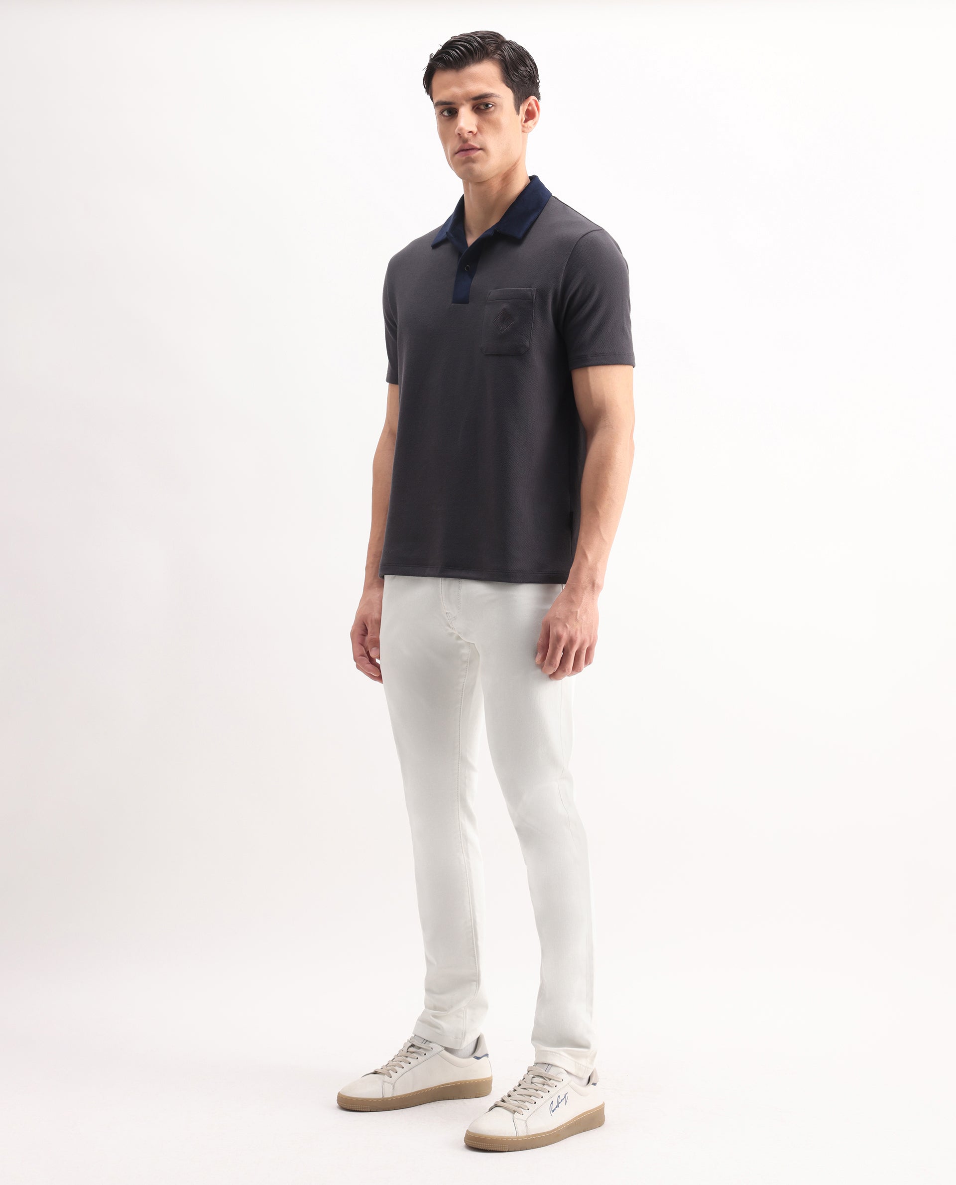 Rare Rabbit Men's Korv-25 Off White Cotton Blend Plain Hawk Slim Fit Jeans