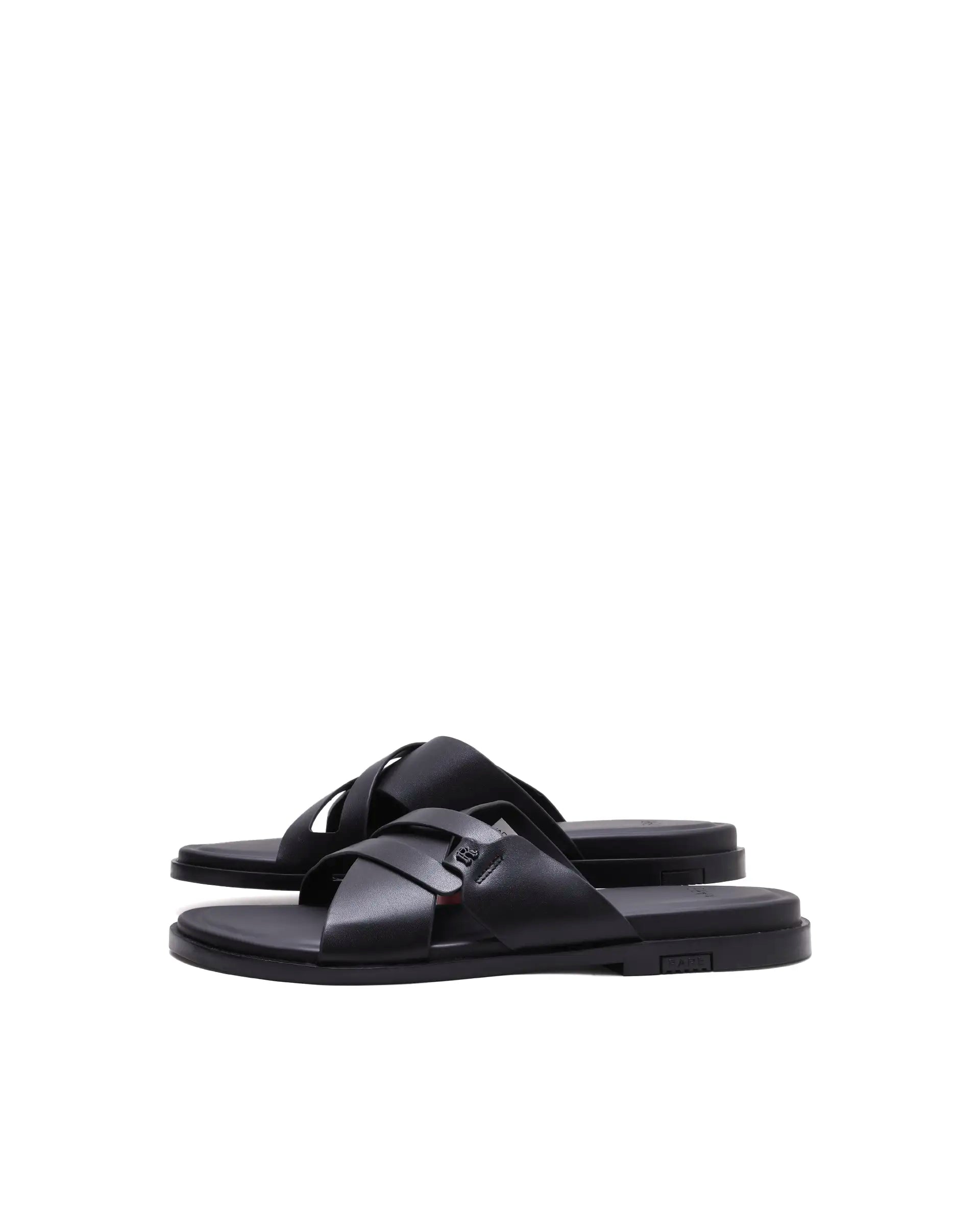 Rarez Men's Kross Black Leather Regular Sandal