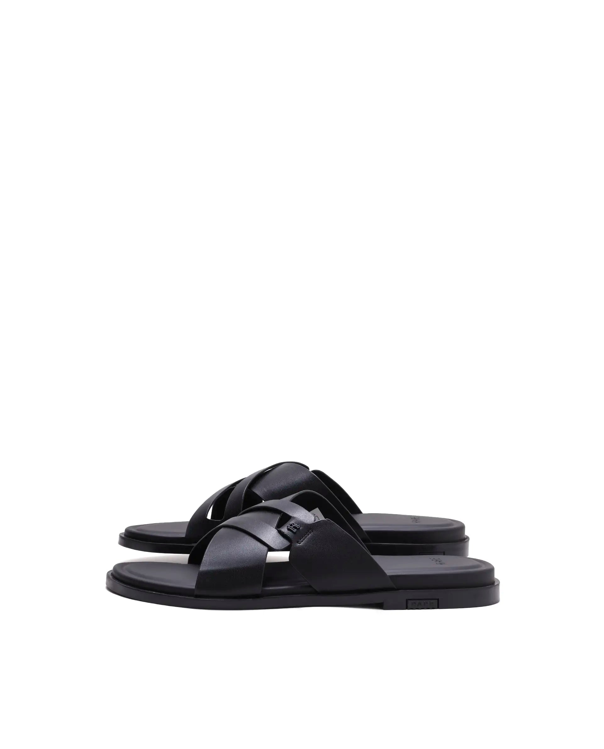Rarez Men's Kross Black Leather Regular Sandal
