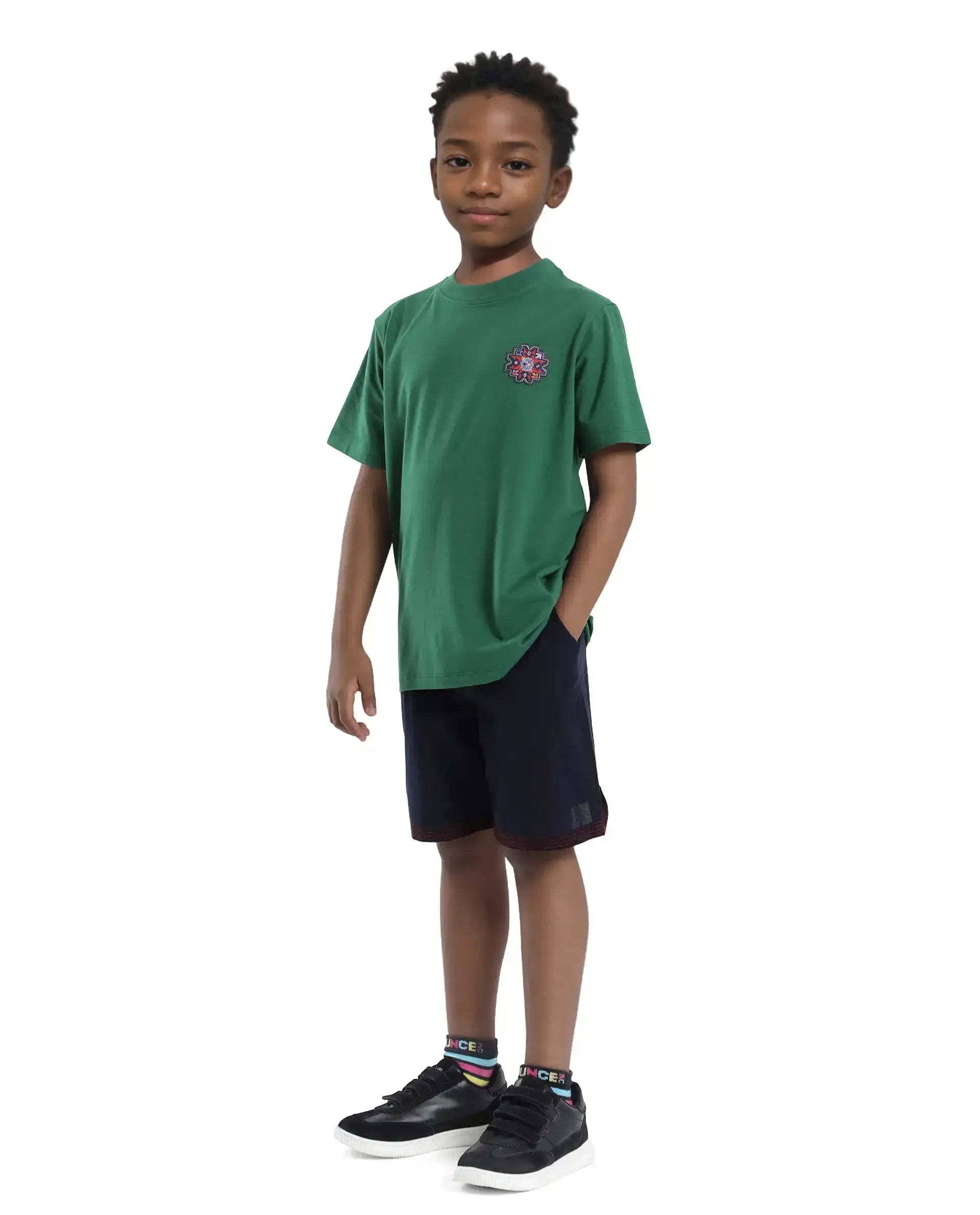 Rare Ones Kids Kyte-B Navy Cotton Button And Zip Closure Solid Regular Fit Shorts