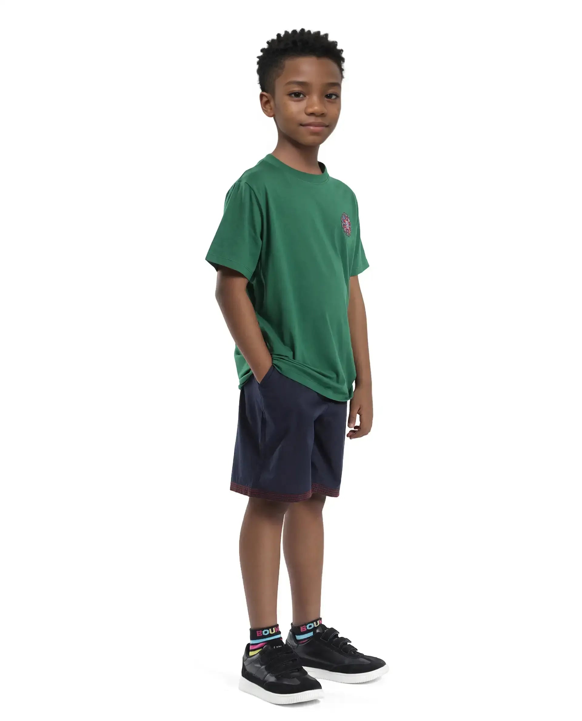 Rare Ones Kids Kyte-B Navy Cotton Button And Zip Closure Solid Regular Fit Shorts