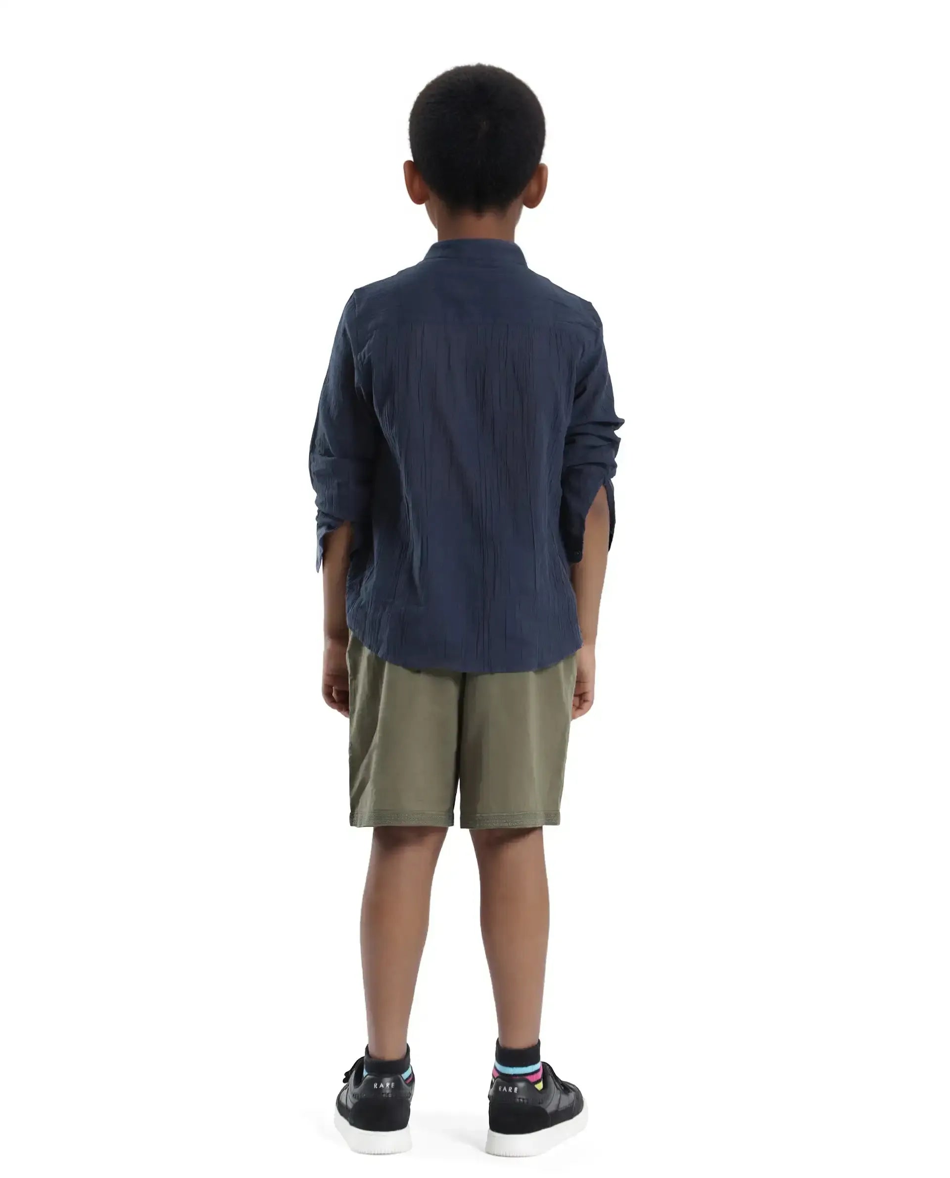 Rare Ones Kids Kyte-B Olive Cotton Button And Zip Closure Solid Regular Fit Shorts