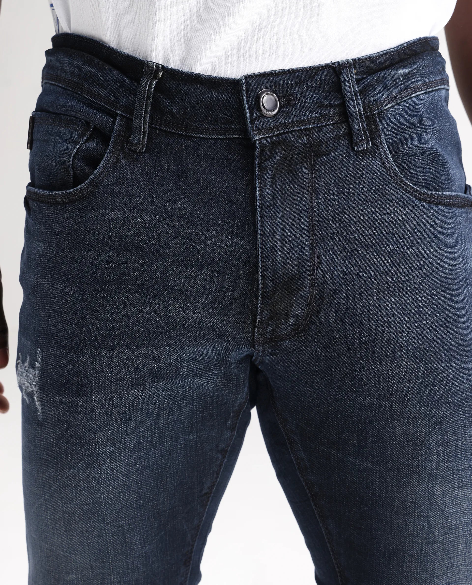 Rare Rabbit Men's Laiden Dusky Green Cotton Plain Hawk Slim Fit Jeans