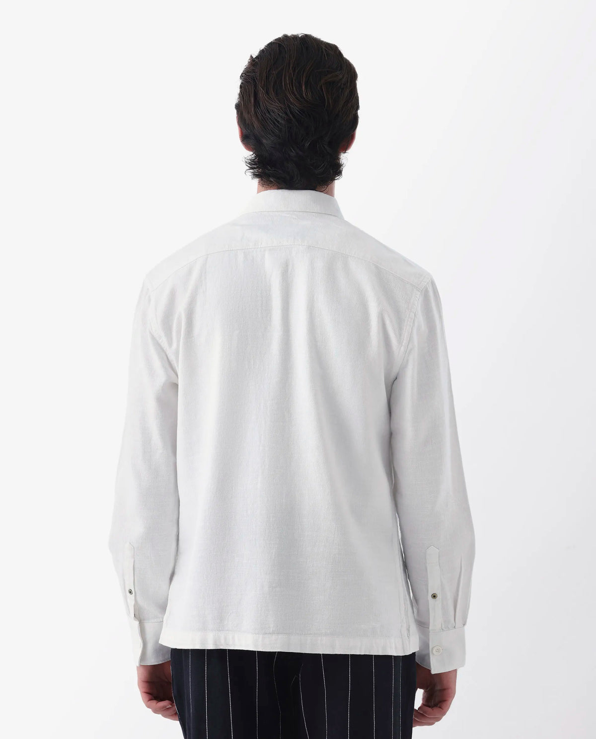 Rare Rabbit Men's Lang White Linen Blend Plain Regular Fit Full Sleeve Spread Collar Shirt