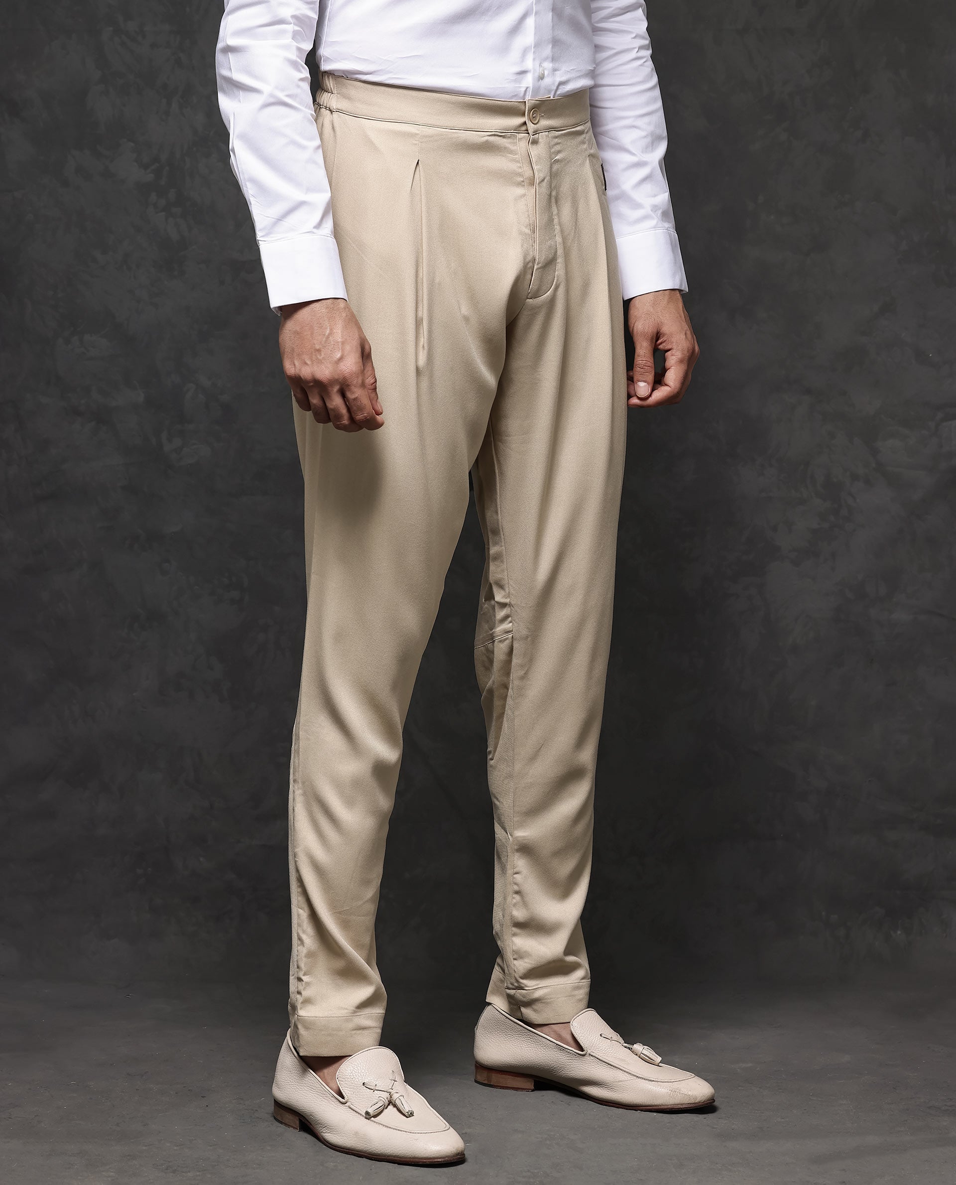Rare Rabbit Mens Lasmos-P Beige Mid-Rise Slim Fit Solid Pajama