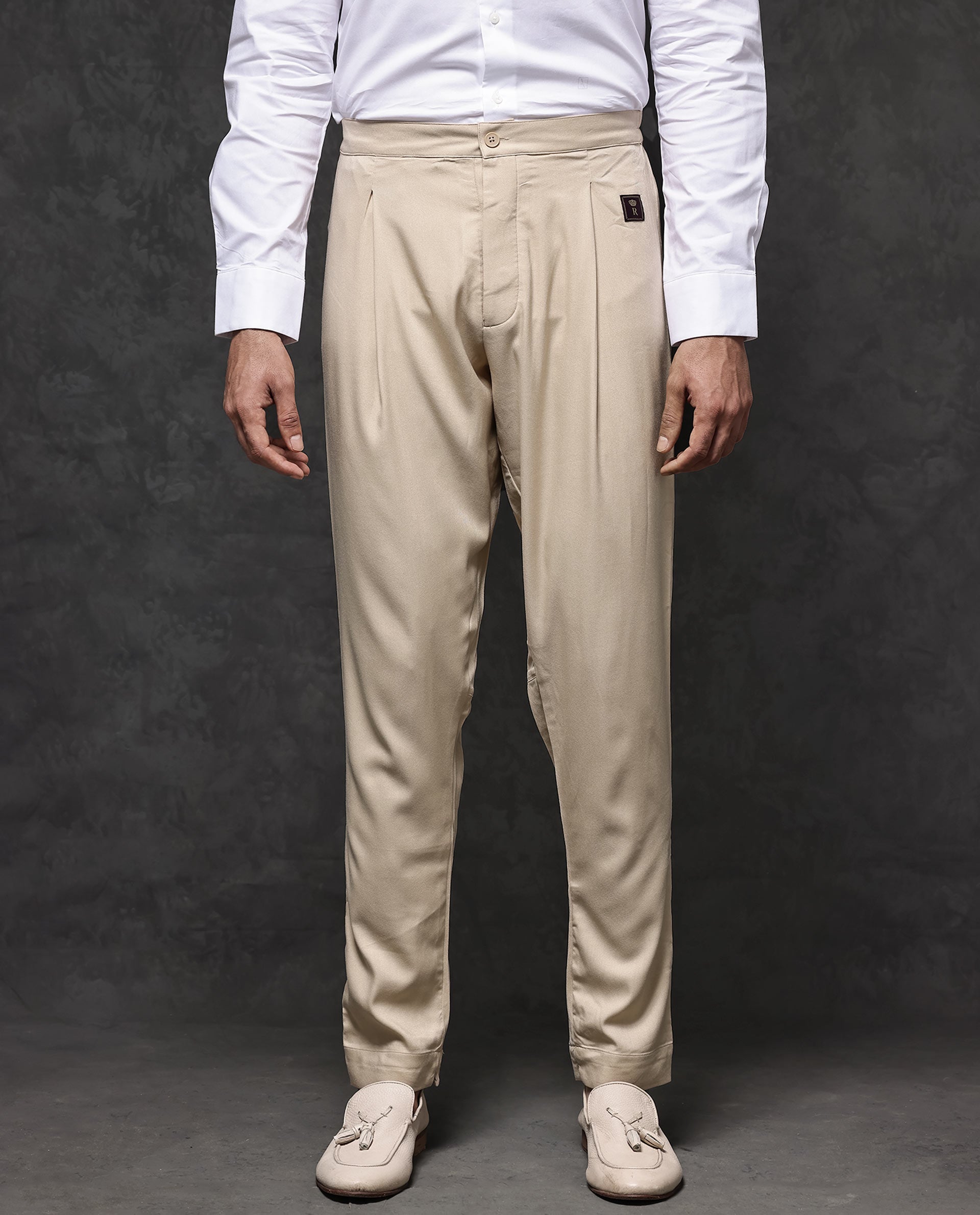 Rare Rabbit Mens Lasmos-P Beige Mid-Rise Slim Fit Solid Pajama