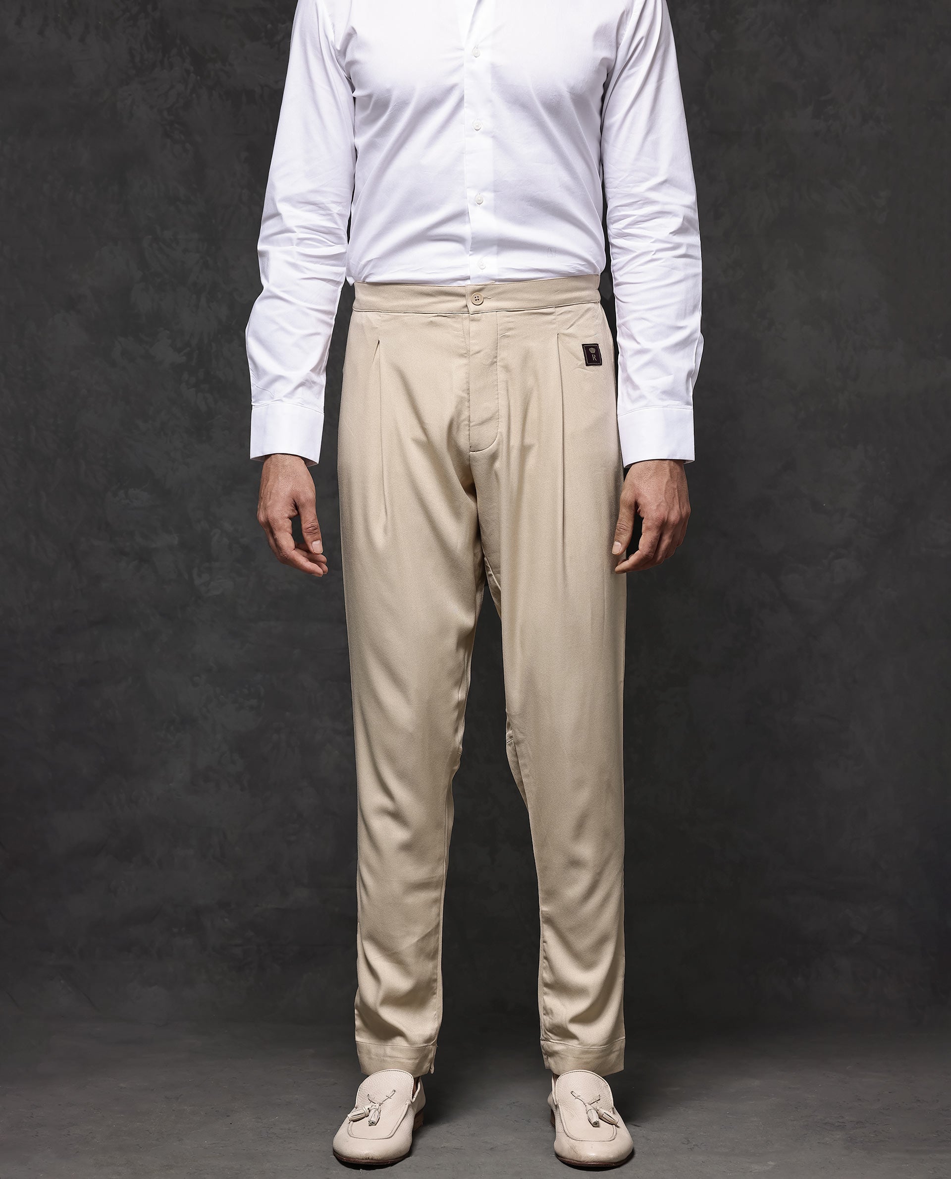 Rare Rabbit Mens Lasmos-P Beige Mid-Rise Slim Fit Solid Pajama