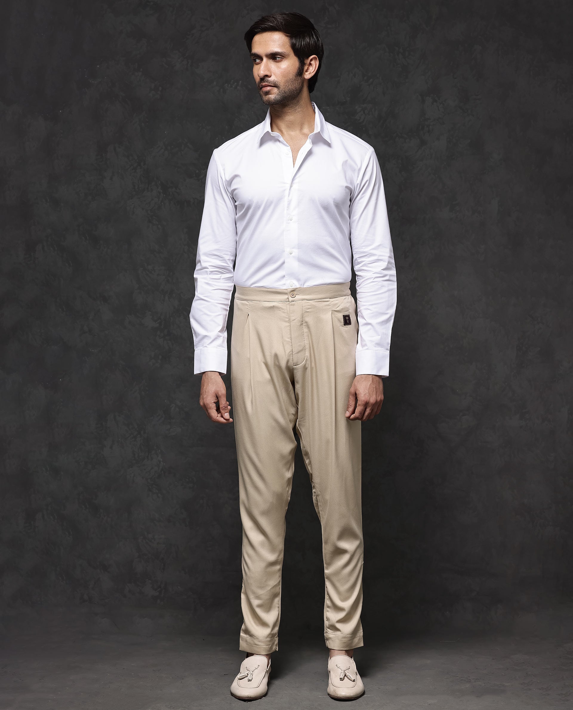 Rare Rabbit Mens Lasmos-P Beige Mid-Rise Slim Fit Solid Pajama