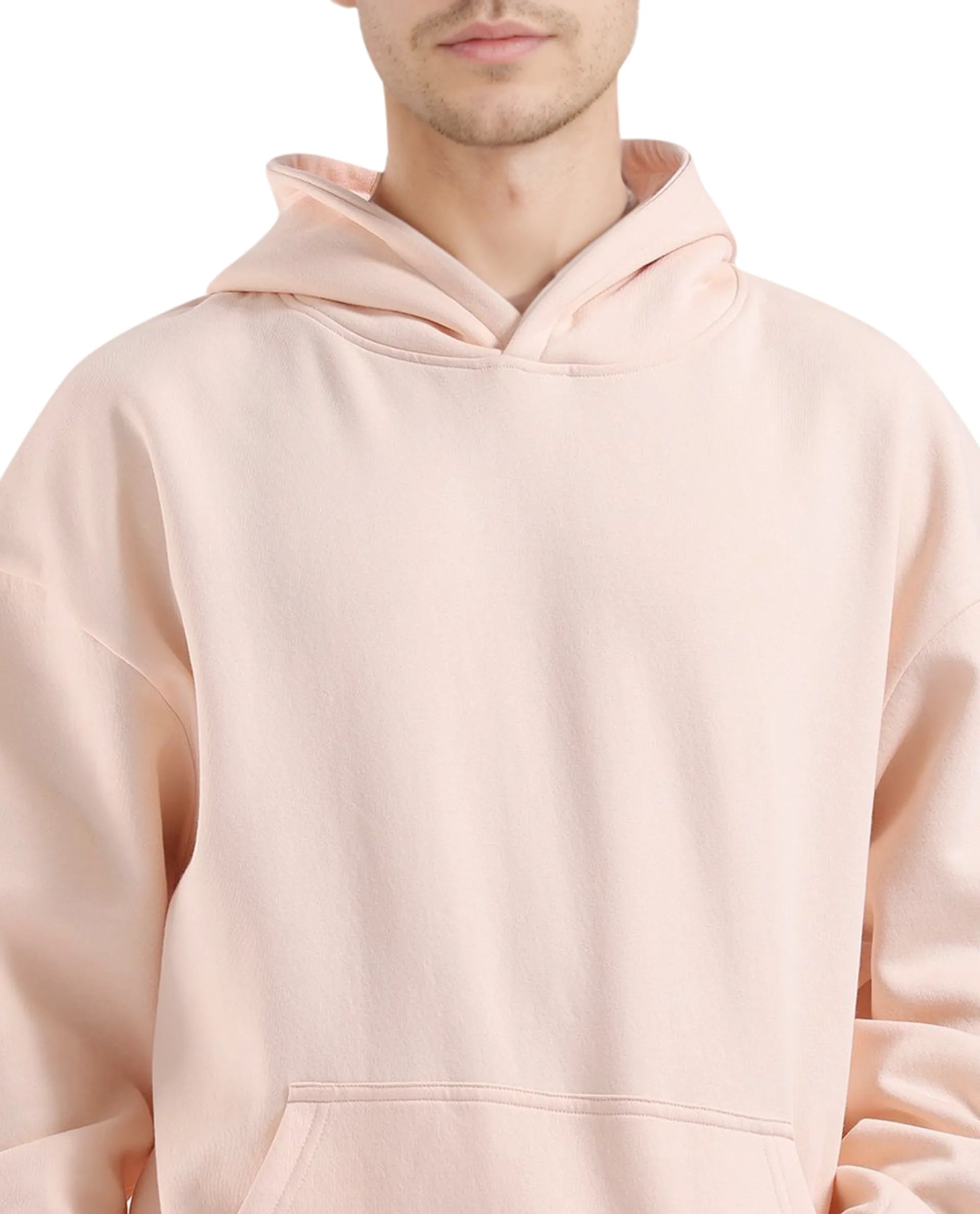 Rare Rabbit Men Laurl Light Pink Cotton Polyester Fabric Full Sleeve Hooded Boxy Fit Puff Printed Sweatshirt