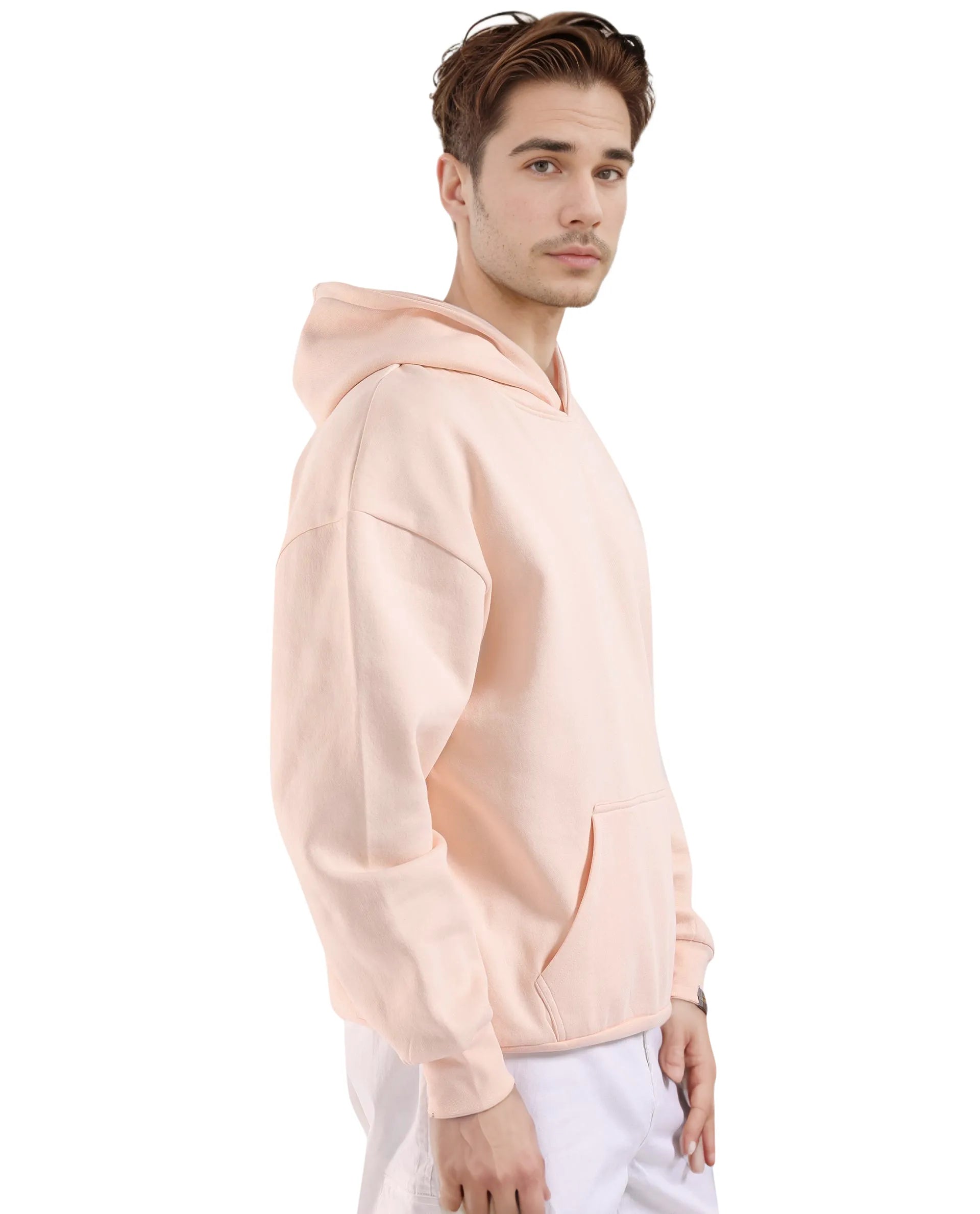 Rare Rabbit Men Laurl Light Pink Cotton Polyester Fabric Full Sleeve Hooded Boxy Fit Puff Printed Sweatshirt
