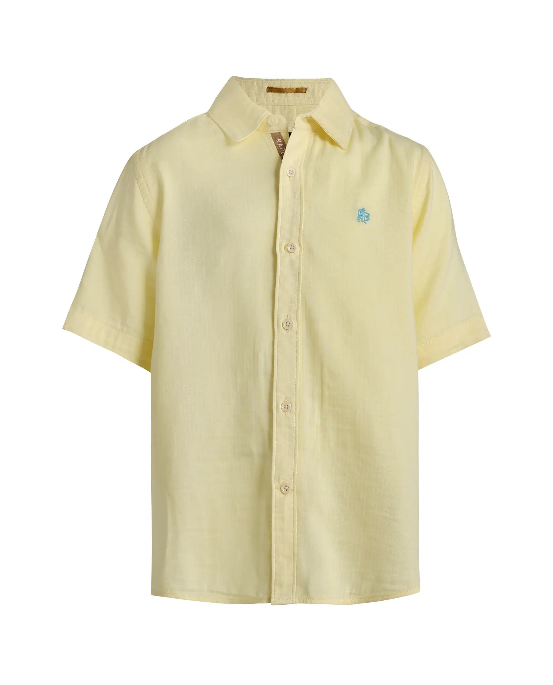 Rare Ones Kids Layerr-K-Hs-26 Light Yellow Cotton Blend Button Closure Regular Fit Shirt