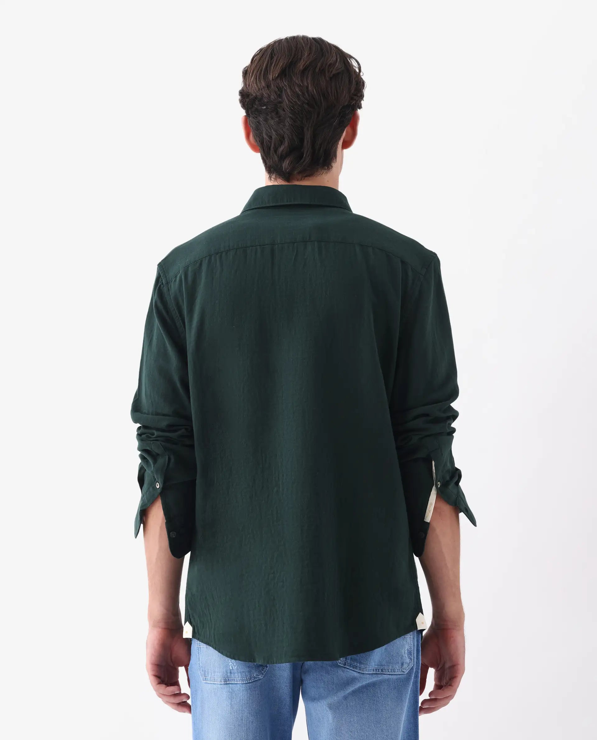 Rare Rabbit Men's Layerr-26 Teal Cotton Plain Regular Fit Full Sleeve Collared Shirt