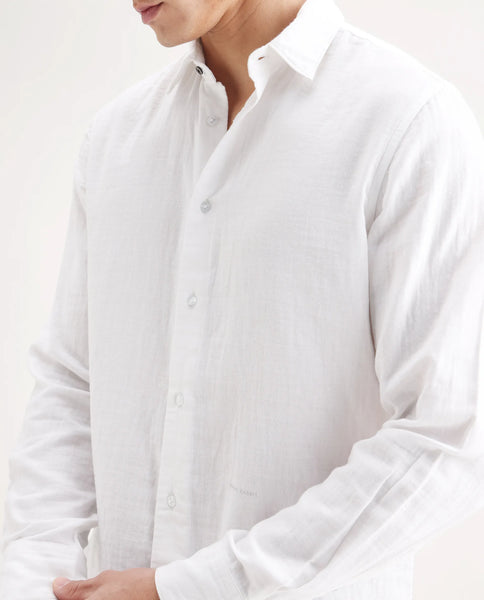 Rare Rabbit Men Layerr-2 Off White Cotton Fabric Full Sleeve Regular Fit Solid Shirt main image 1