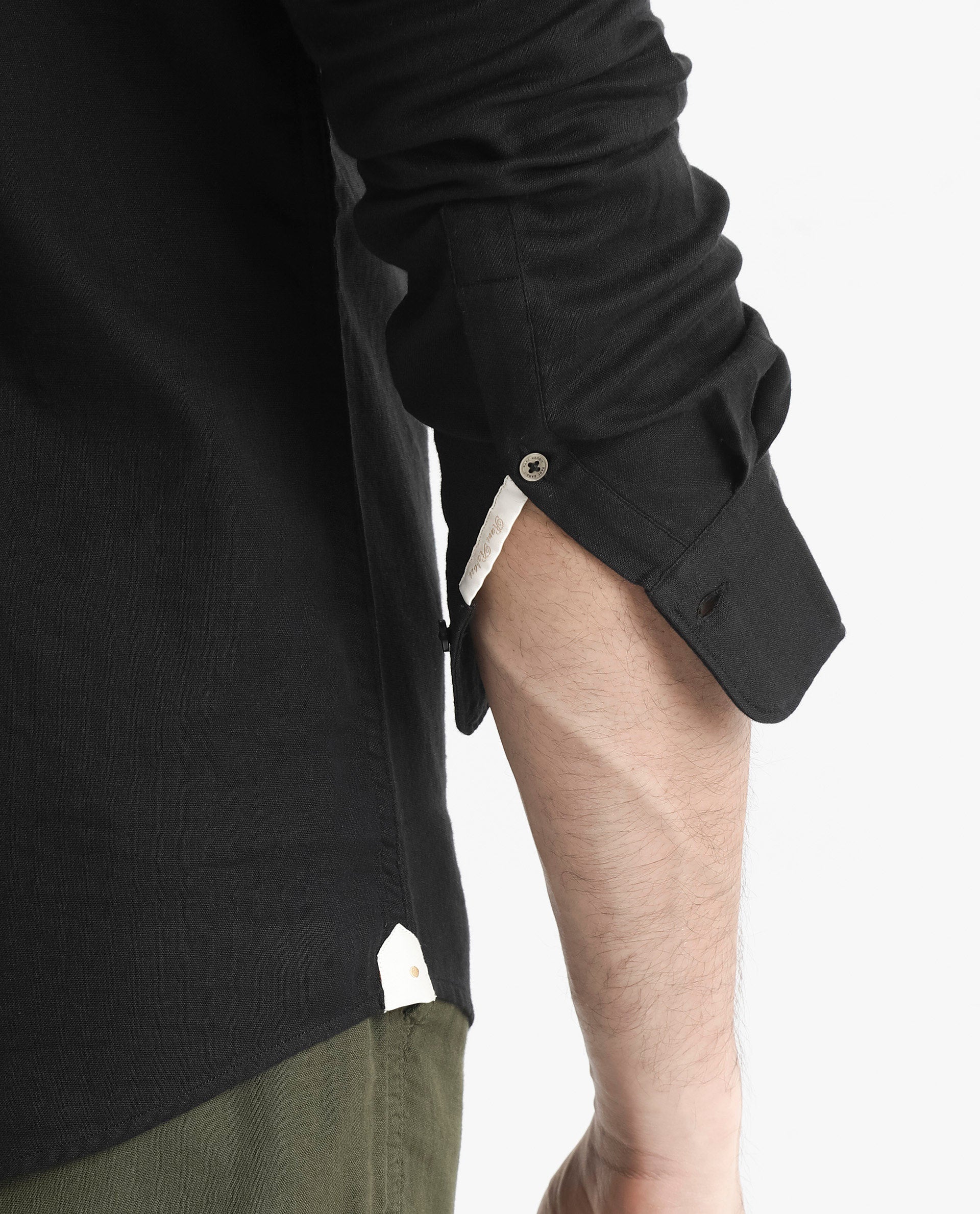 Rare Rabbit Men's Layerr-2 Black Cotton Fabric Full Sleeve Regular Fit Solid Shirt