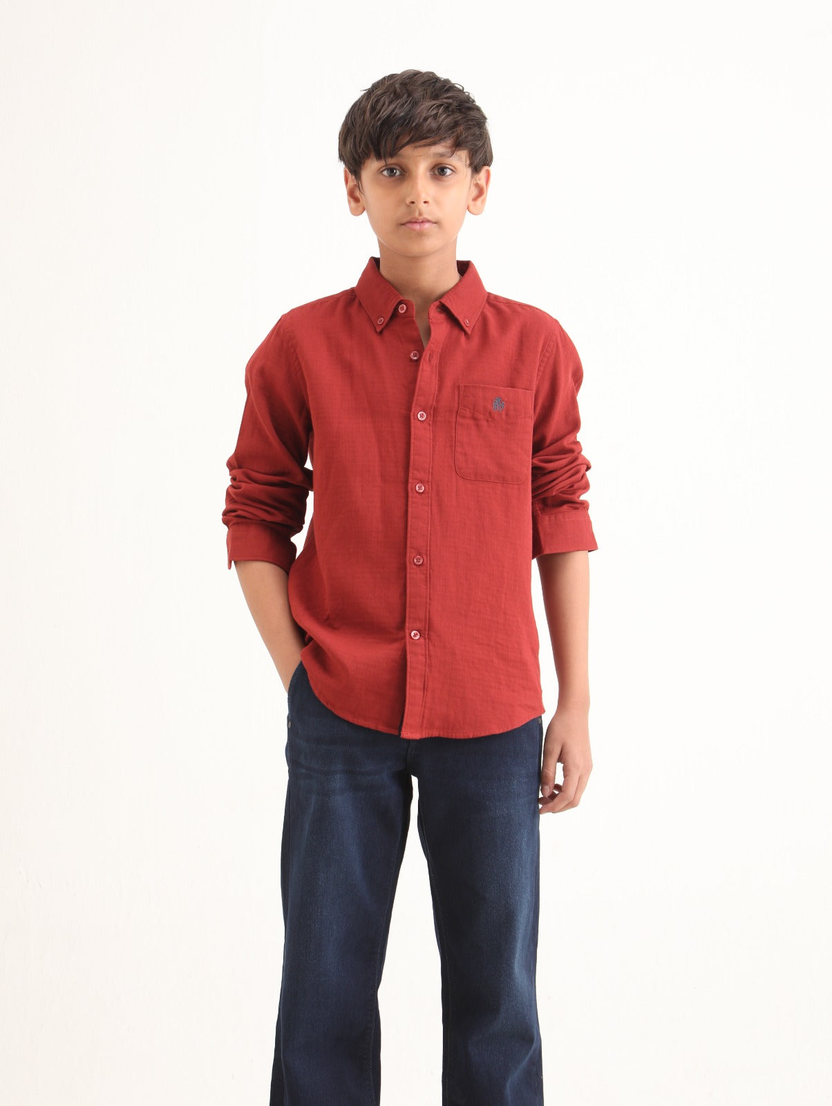 Rare Ones Kids Layerr-K-Fs-26 Brown Cotton Blend Button Closure Regular Fit Shirt