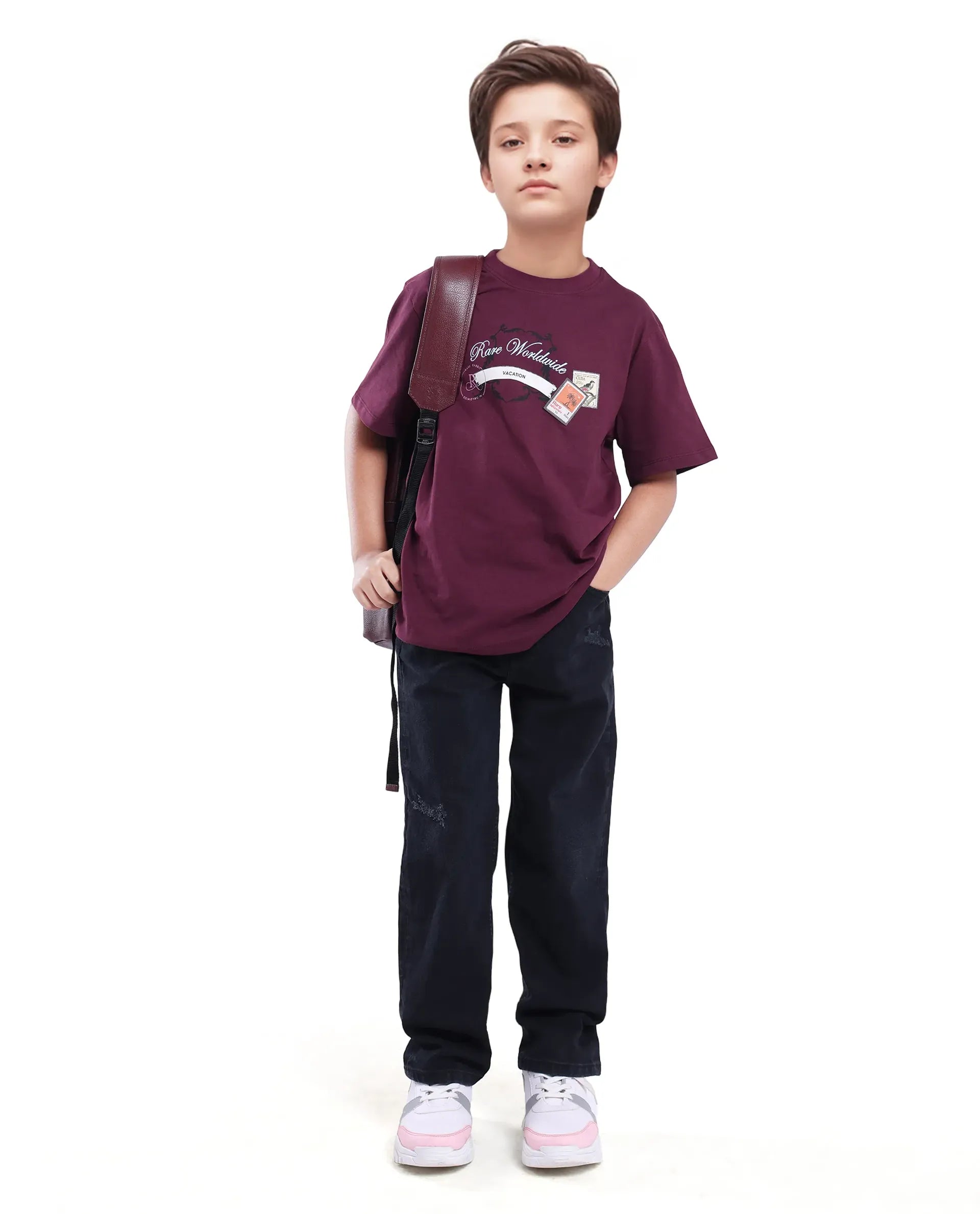 Rare Ones Kids Lea Black Cotton Solid Button And Zip Closure Wide Leg Fit Jeans