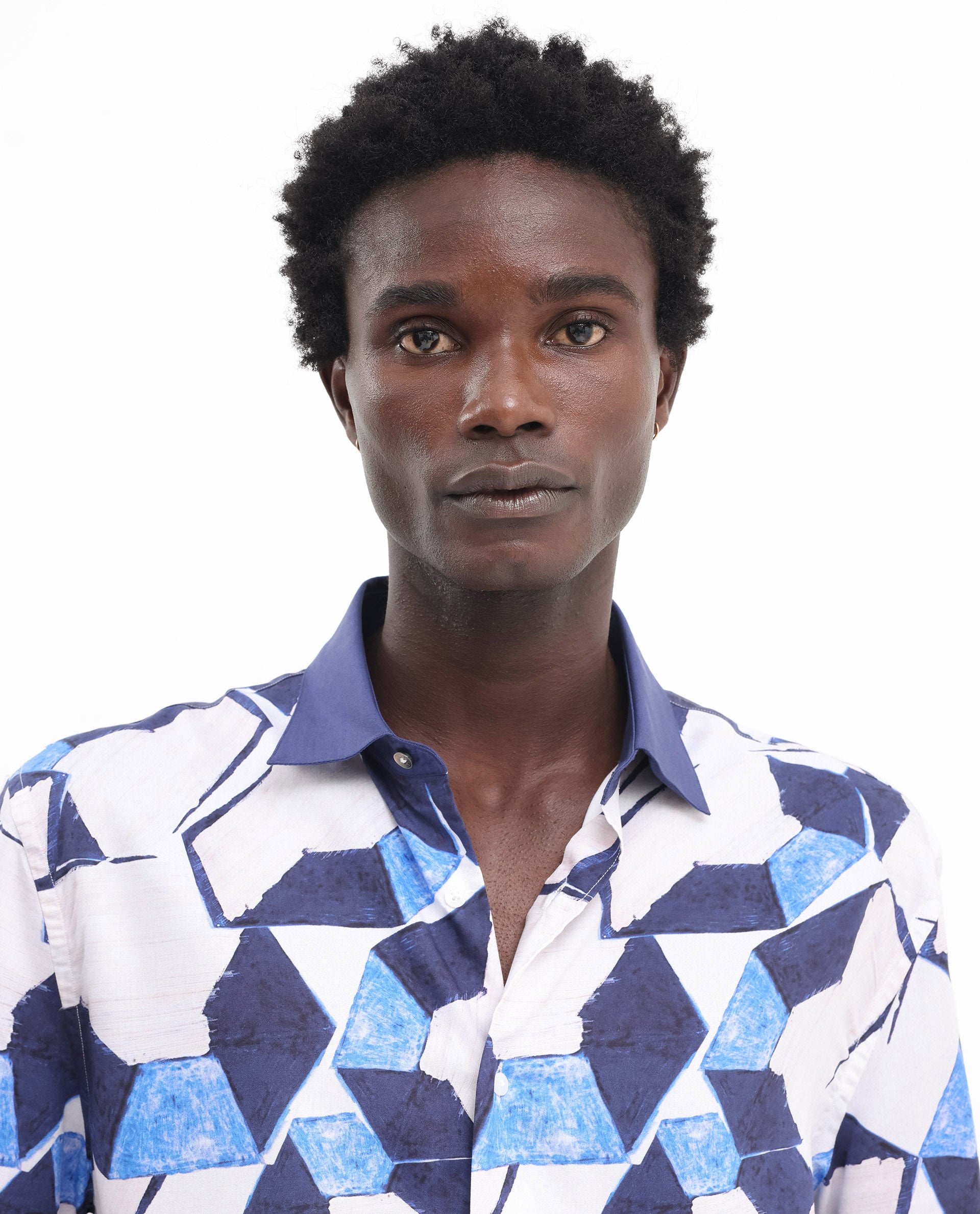 Rare Rabbit Men's Lego Off White Viscose Fabric Short Sleeve Boxy Fit Abstract Print Shirt