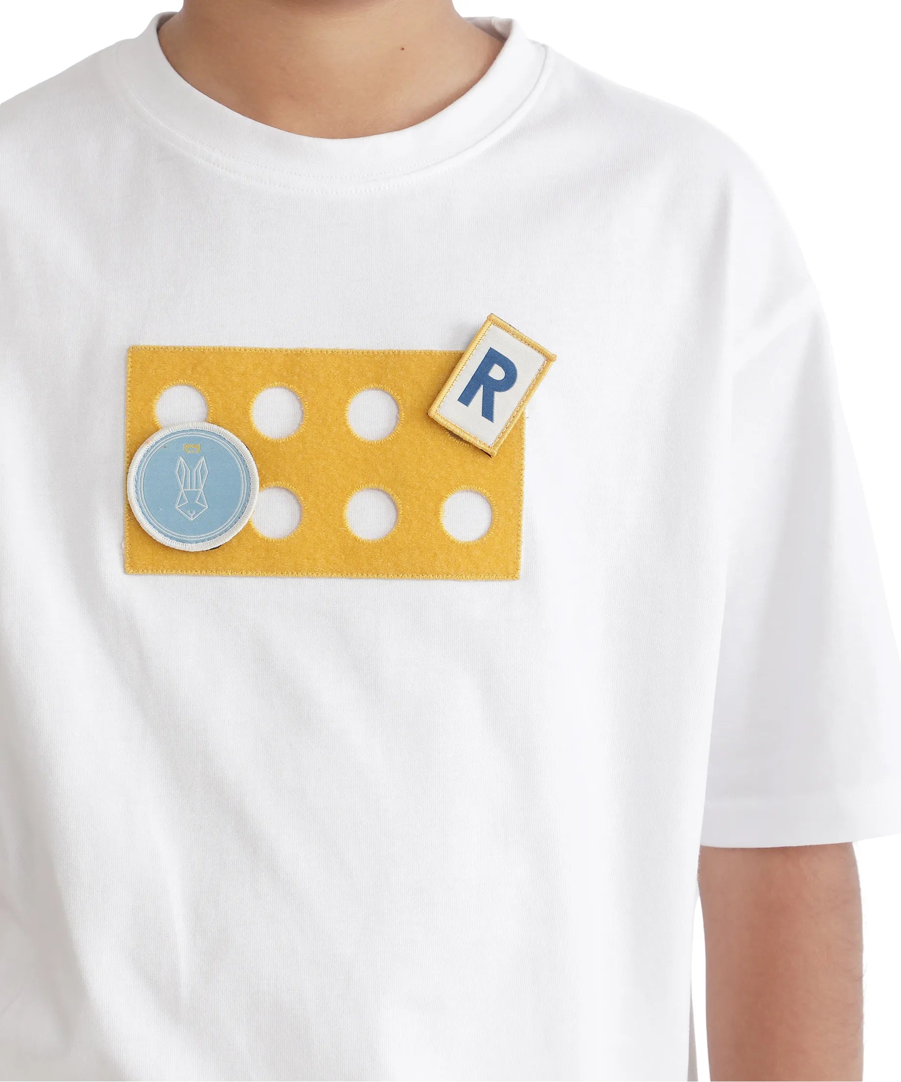 Rare Ones Kids Legun White Cotton Short Sleeve Crew Neck Boxy Solid T-Shirt