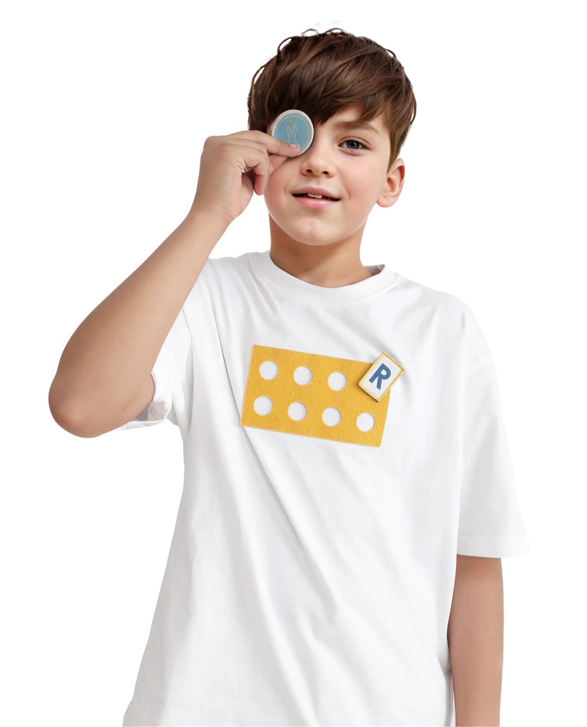 Rare Ones Kids Legun White Cotton Short Sleeve Crew Neck Boxy Solid T-Shirt