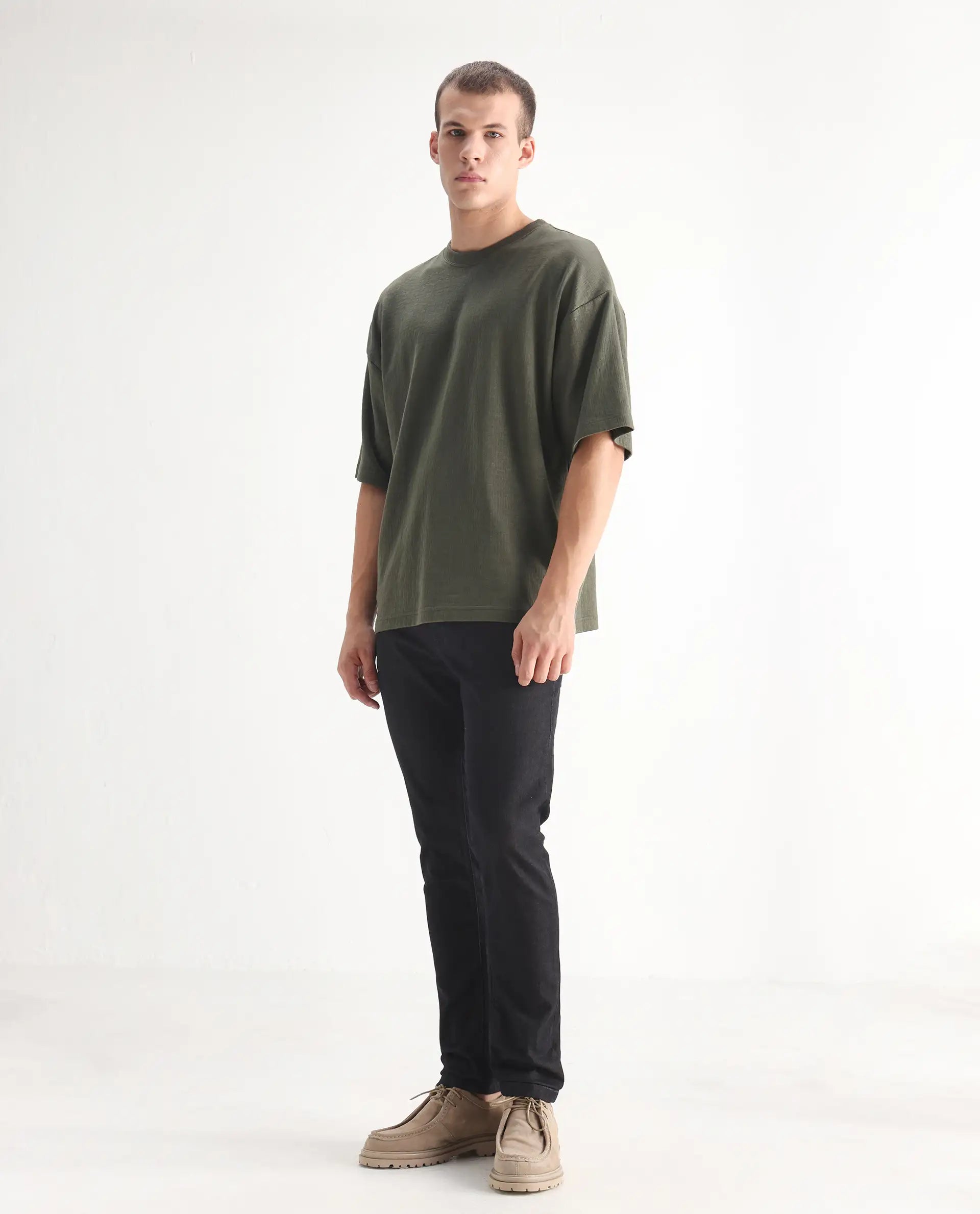 Rare Rabbit Men's Leige Blue Cotton Plain Hawk Slim Fit Jeans