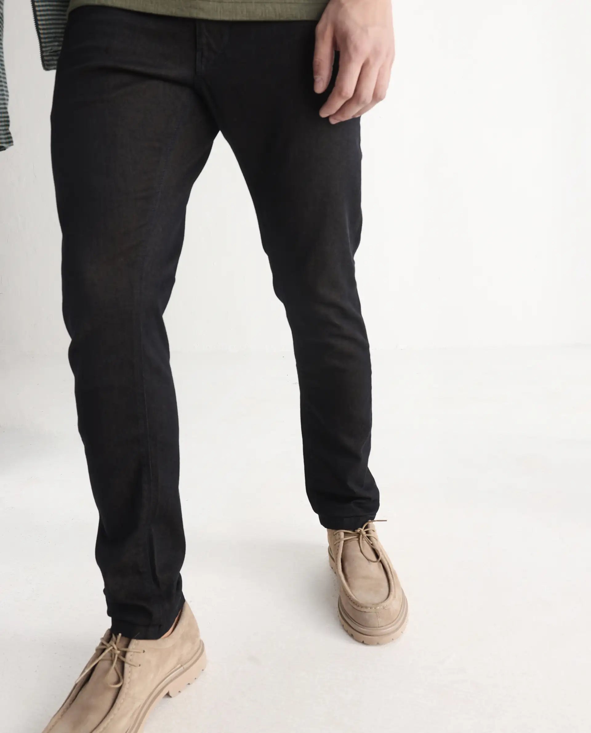 Rare Rabbit Men's Leige Blue Cotton Plain Hawk Slim Fit Jeans