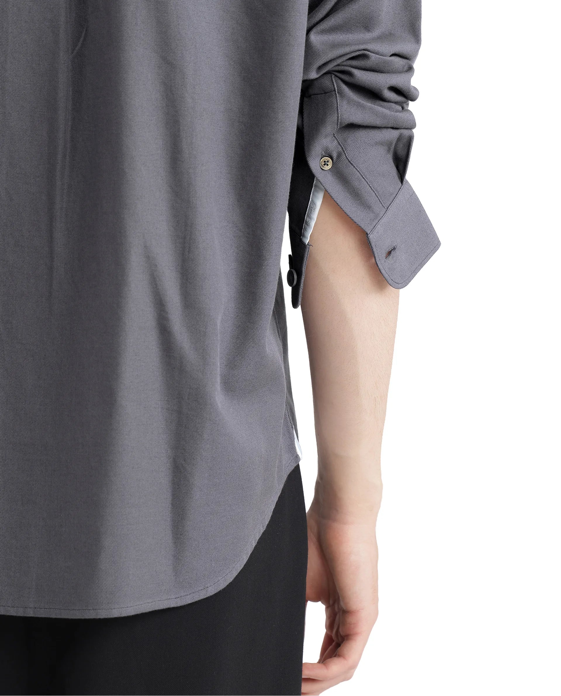 Rare Rabbit Men Let Dark Grey Cotton Fabric Full Sleeve Regular Collared Button Closure Boxy Fit Plain Shirt