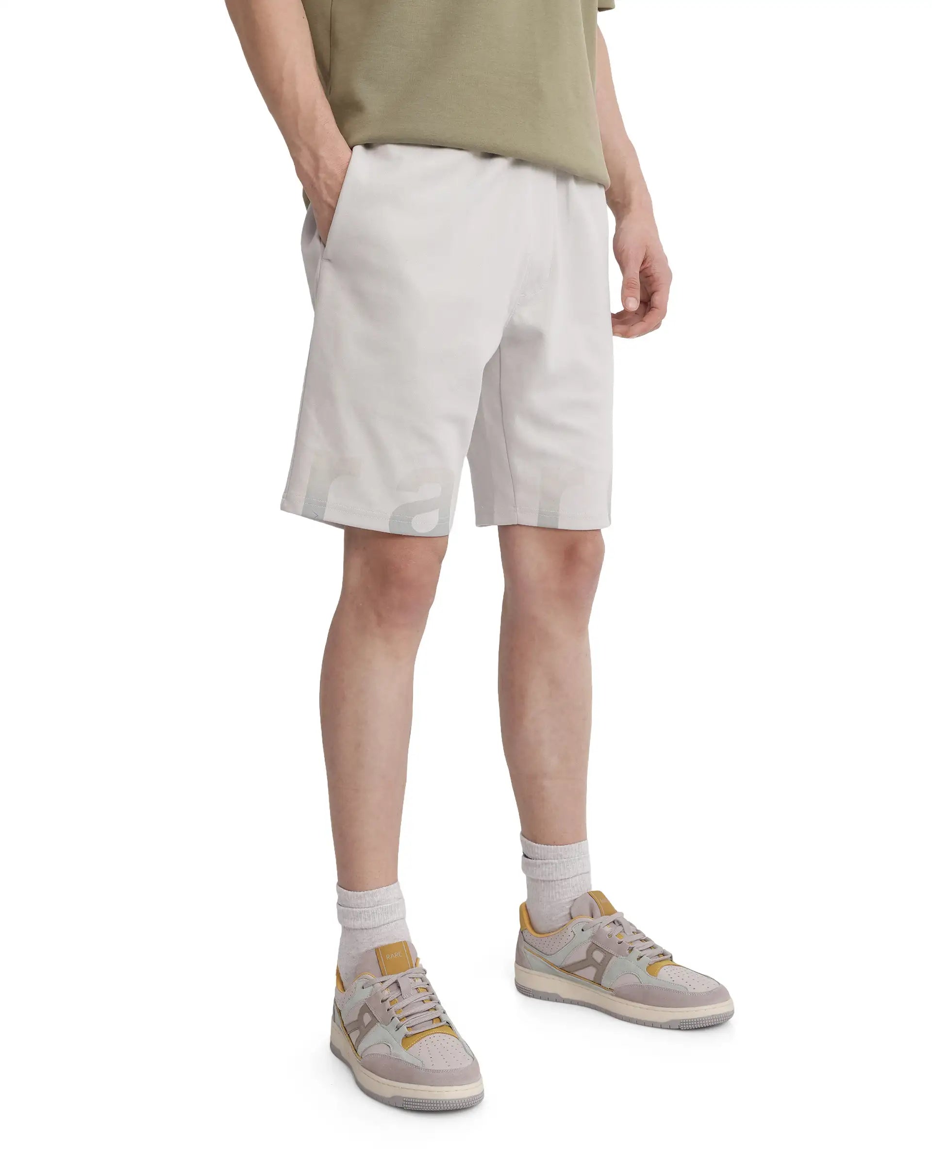 Rare Rabbit Men's Lets Dark Grey Cotton Drawstring Closure Typography Print Shorts