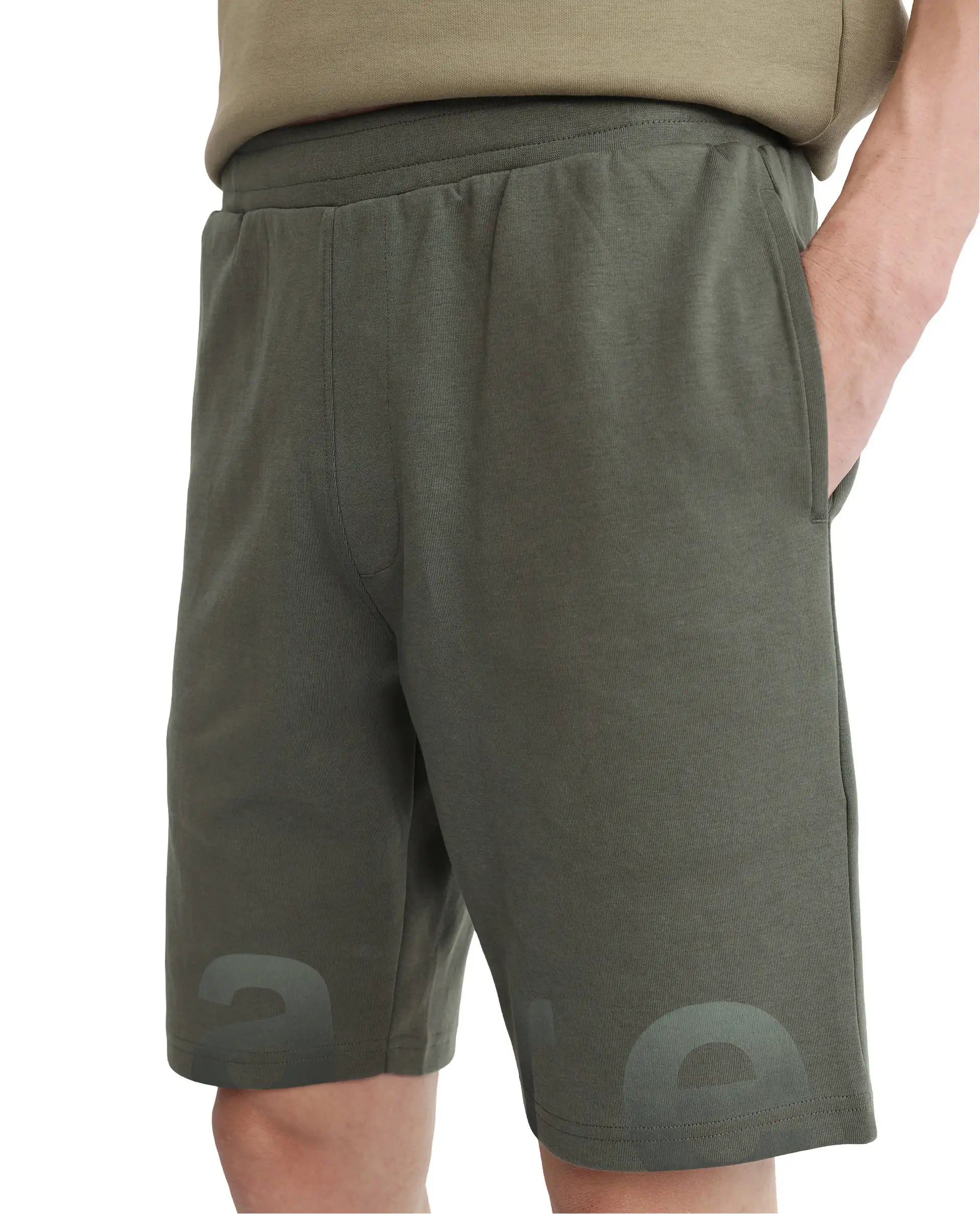 Rare Rabbit Men's Lets Dusky Green Cotton Drawstring Closure Typography Print Shorts