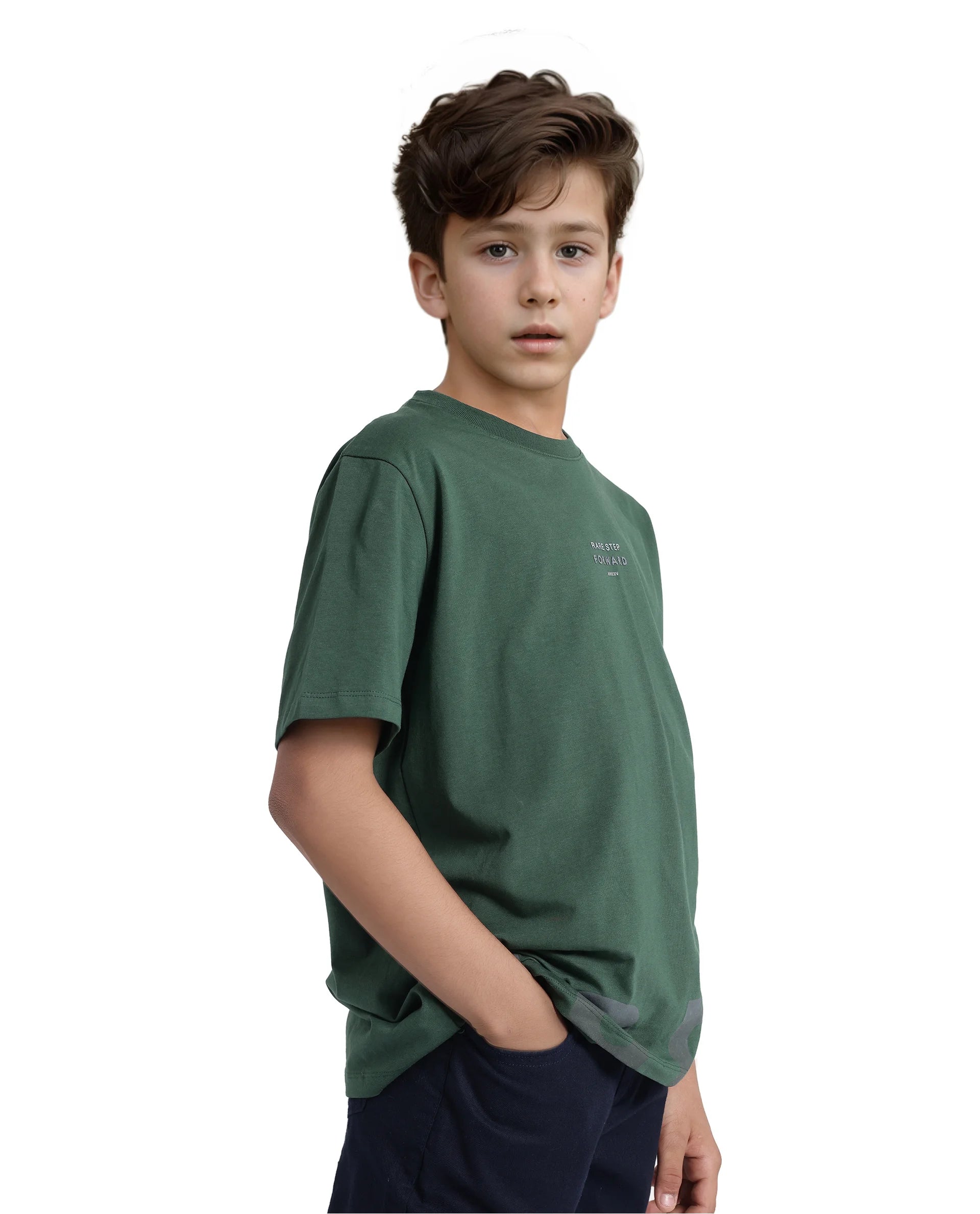 Rare Ones Kids Letz Green Cotton Short Sleeve Crew Neck Printed T-Shirt