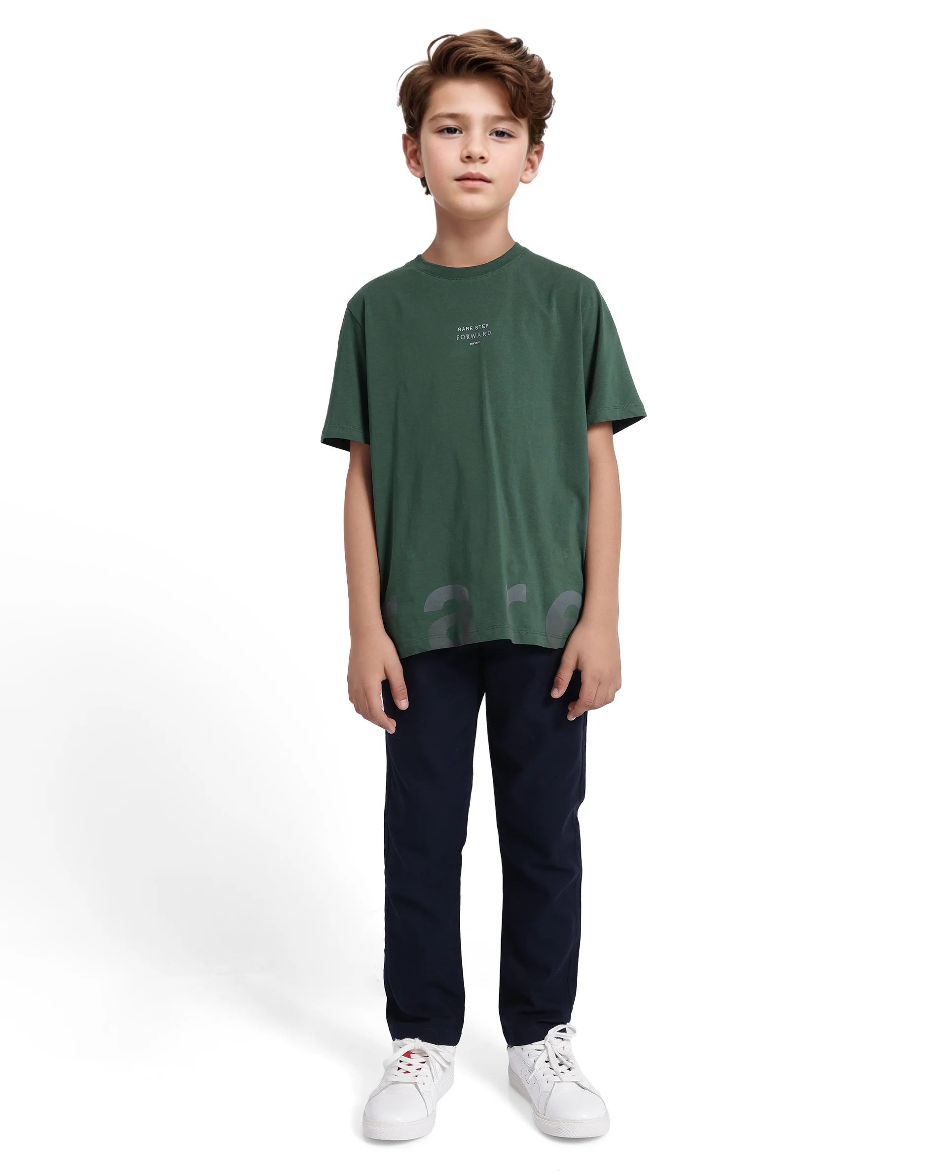 Rare Ones Kids Letz Green Cotton Short Sleeve Crew Neck Printed T-Shirt