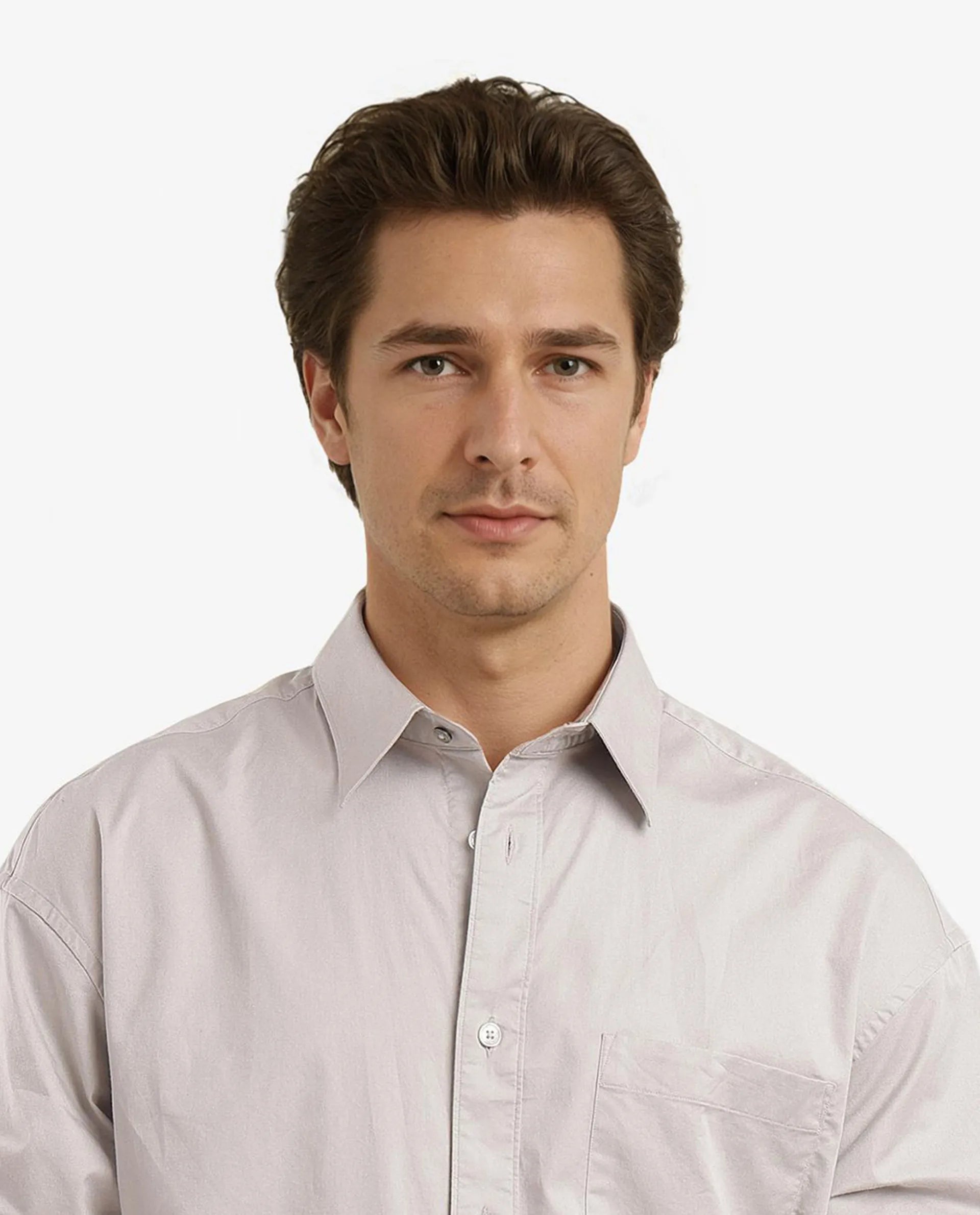 Rare Rabbit Men Lewi Light Grey Cotton Lycra Fabric Full Sleeve Regular Collar Boxy Fit Plain Shirt