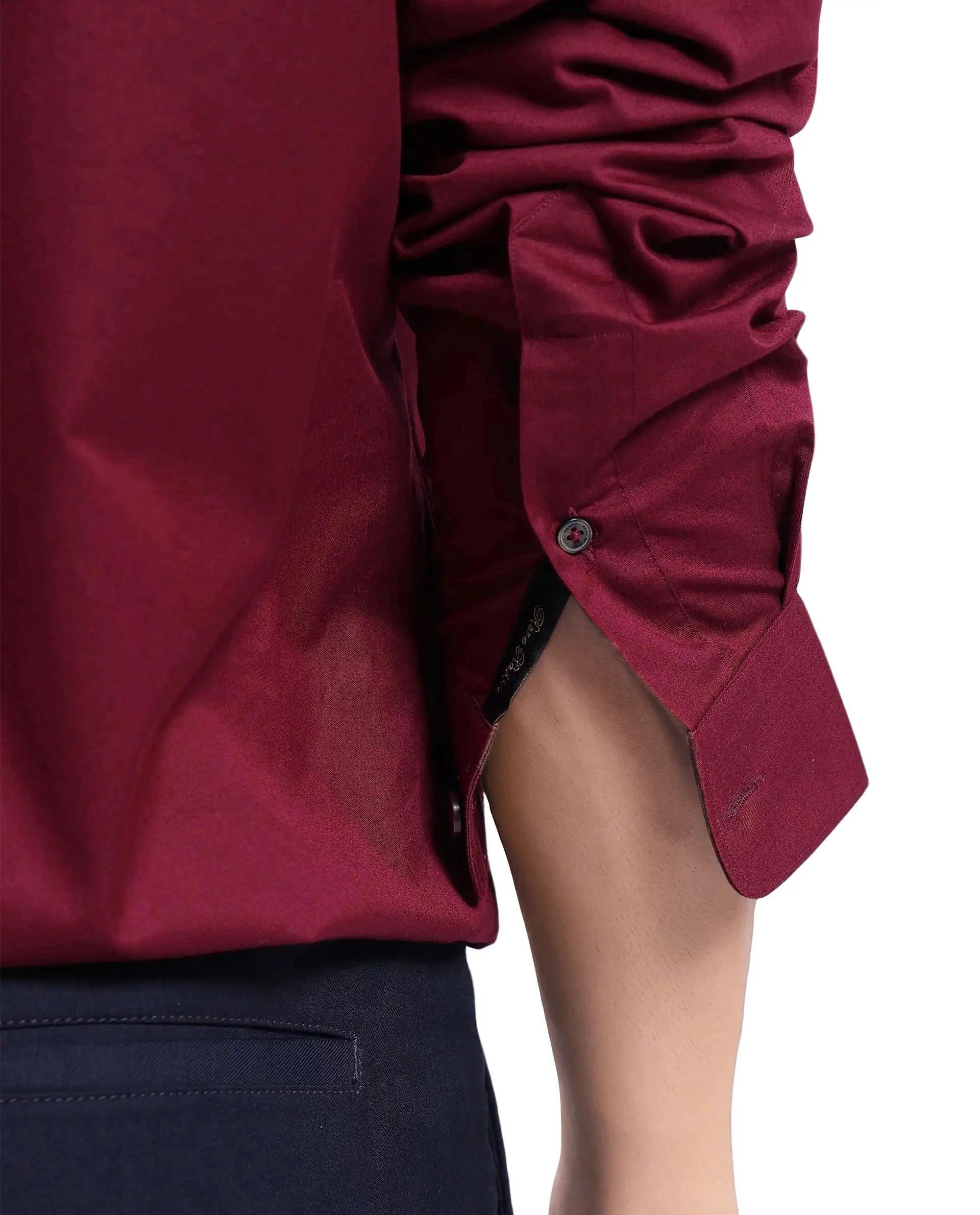 Rare Rabbit Men Lewi Maroon Full Sleeve Collared Neck Boxy Fit Plain Shirt