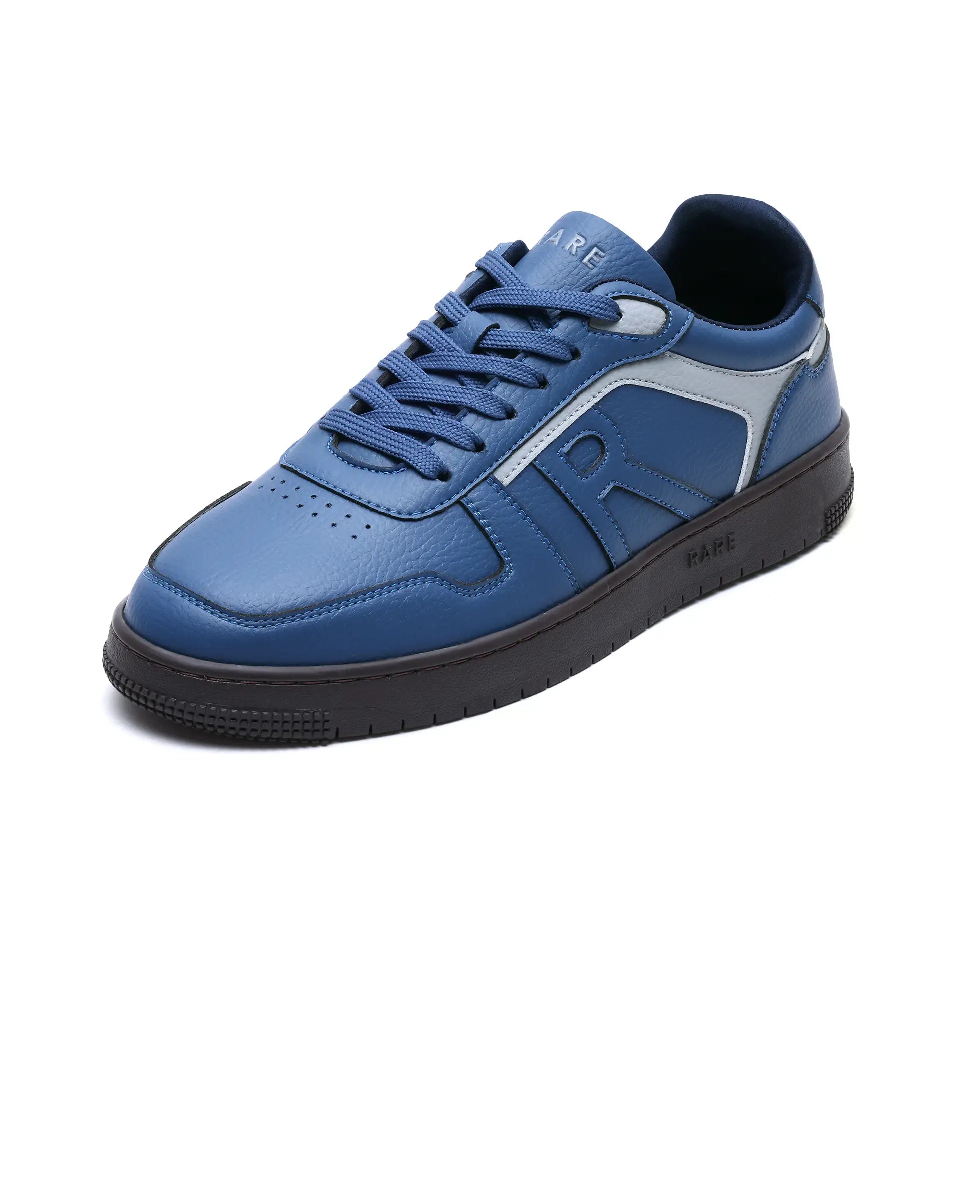 Rare Rabbit Men's Lexis Navy Micro Leather Sneaker