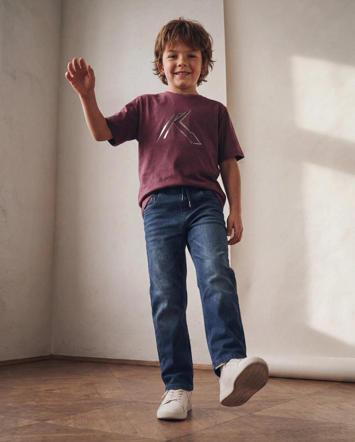 Rare Ones Kids Lifo Dark Blue Cotton Blend Fabric Drawstring Closure Regular Fit Plain Jeans