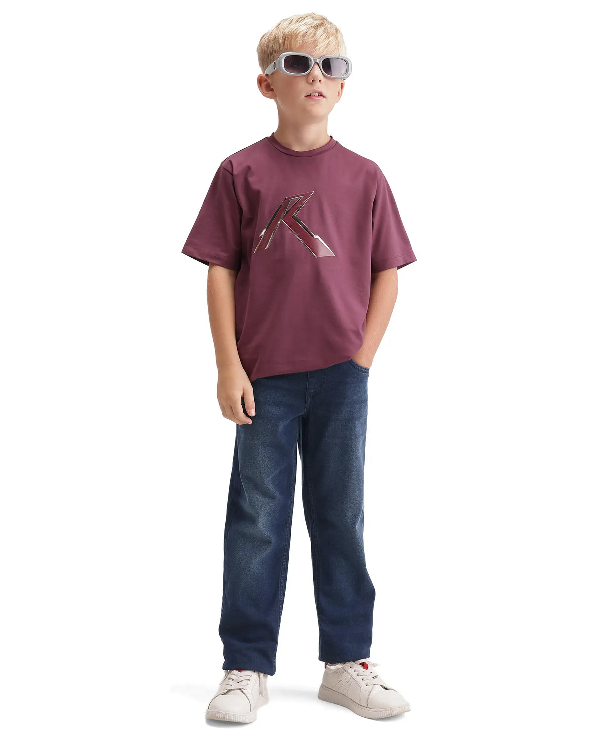 Rare Ones Kids Lifo Dark Blue Cotton Blend Fabric Drawstring Closure Regular Fit Plain Jeans