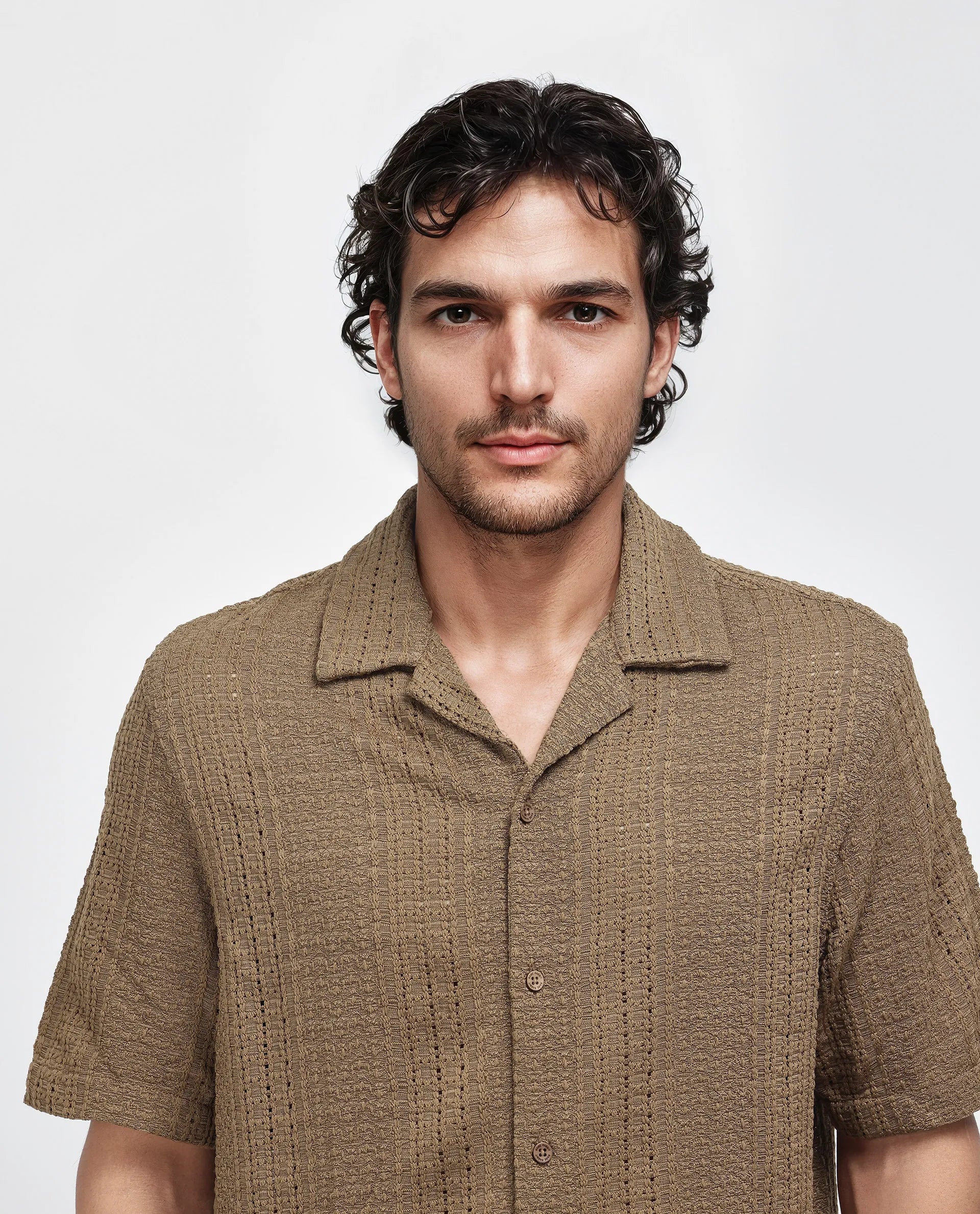 Rare Rabbit Men's Limo Brown Cotton Fabric Full Sleeve Collared Neck Button Closure Printed Shirt