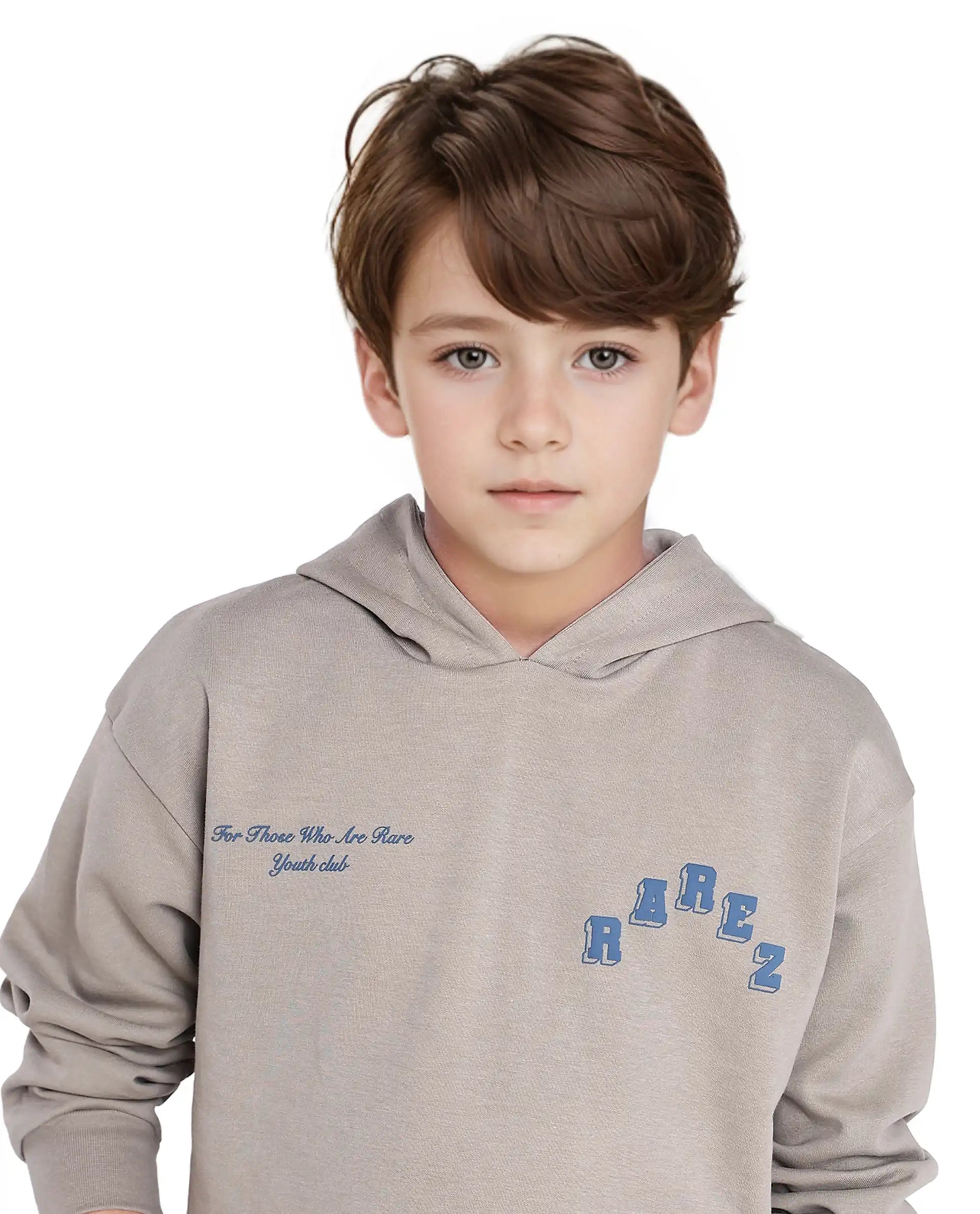 Rare Ones Kids Linden Olive Cotton Poly Full Sleeve Hd Print And Towel Embroidered Sweatshirt