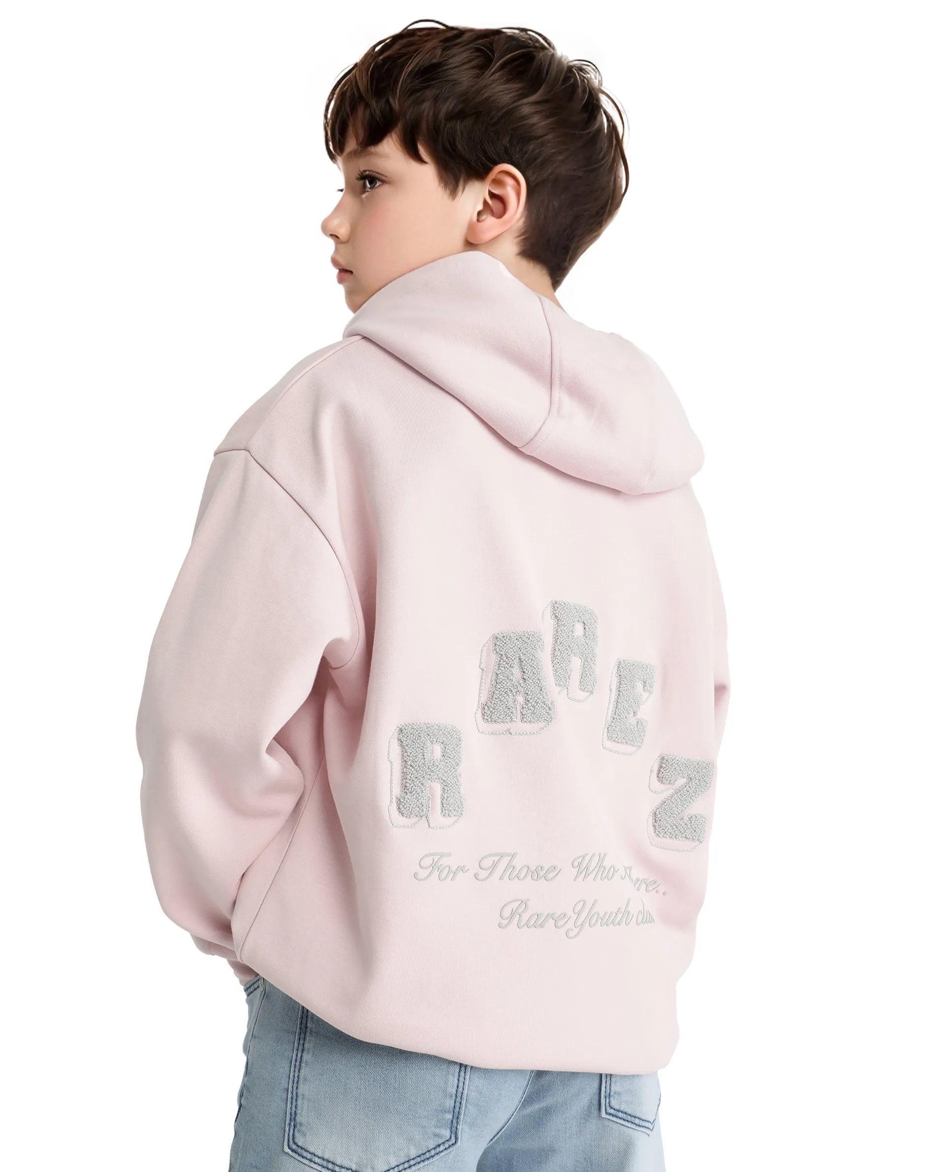 Rare Ones Kids Linden Pink Cotton Poly Full Sleeve Embroidered Sweatshirt