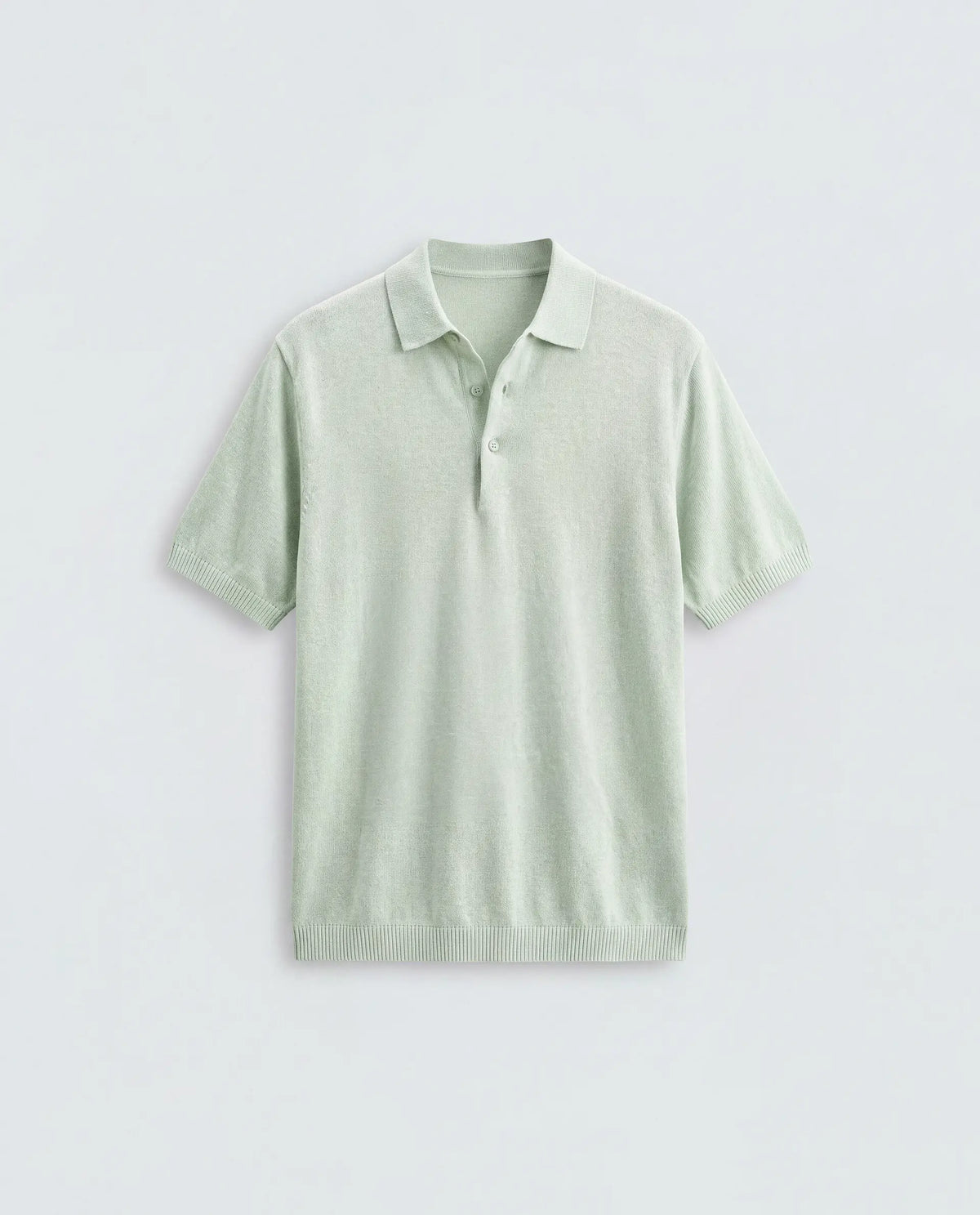 Rare Rabbit Men's Linok Light Green Linen Blend Spread Collar Button Regular Plain Polo