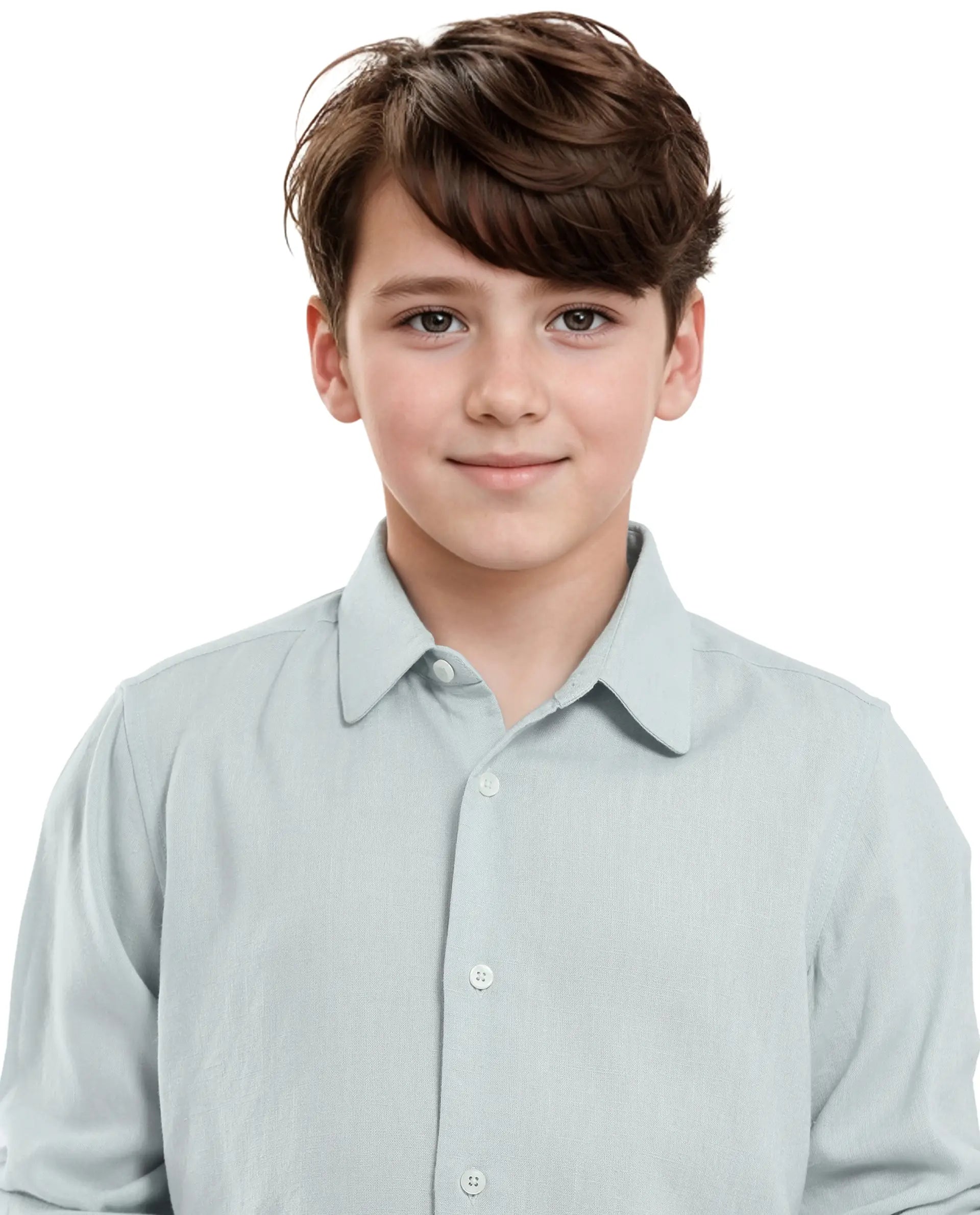 Rare Ones Kids Lino Pastel Turq Linen Full Sleeve Button Solid Regular Fit Shirt