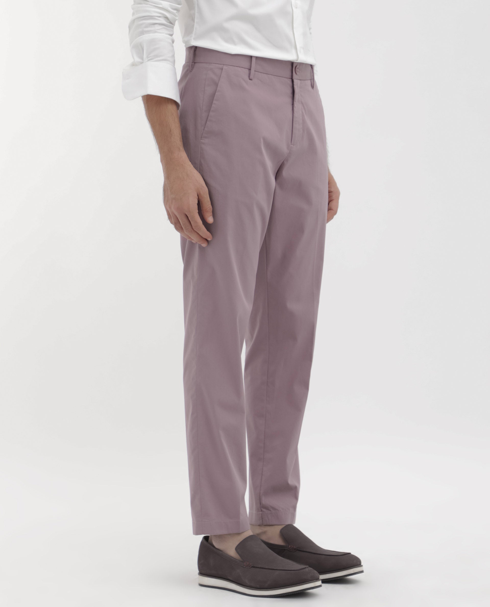 Rare Rabbit Mens Linotel Pastel Pink Cotton Polyester Lycra Solid Trouser