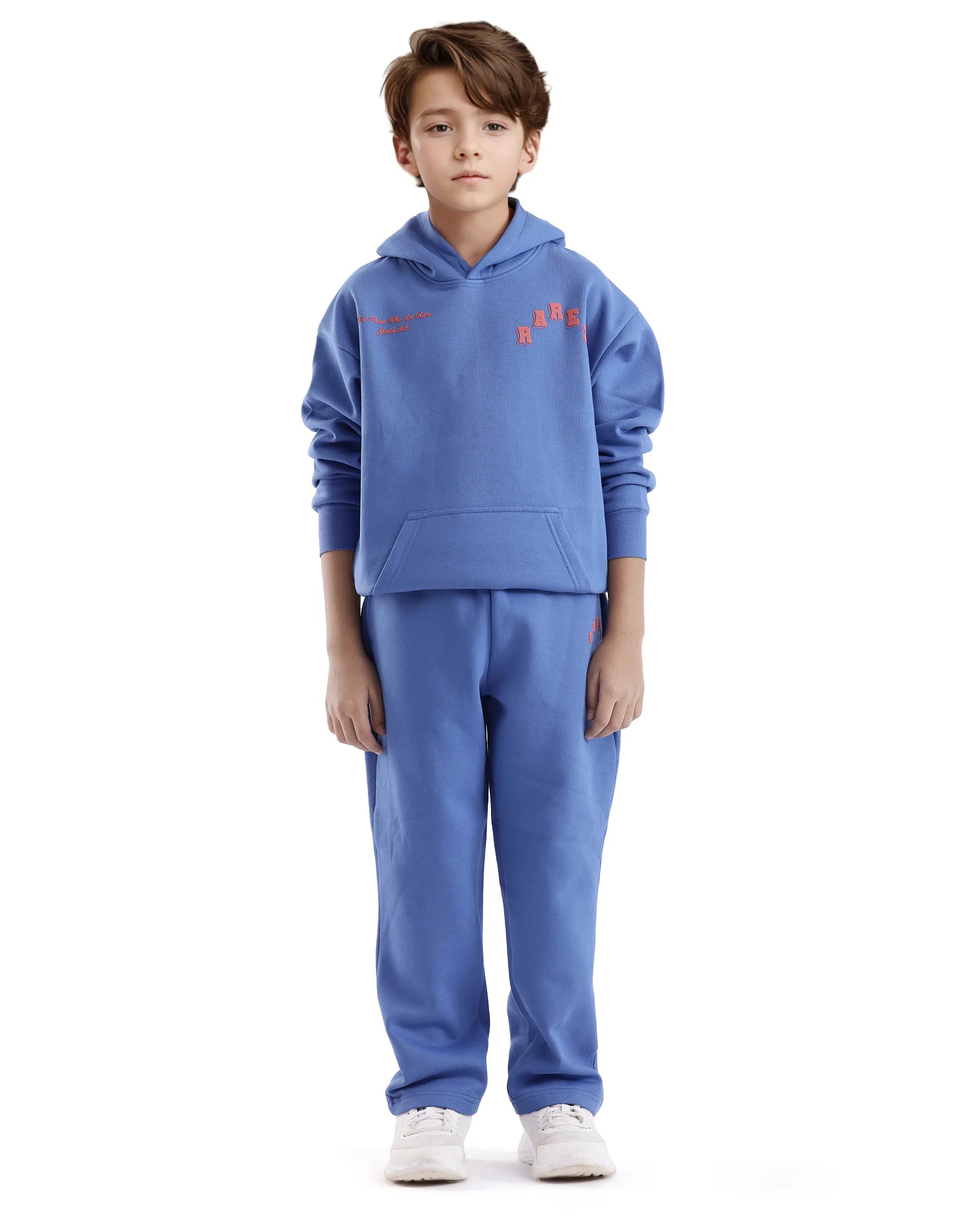 Rare Ones Kids Lint Blue Cotton Solid Trackpant